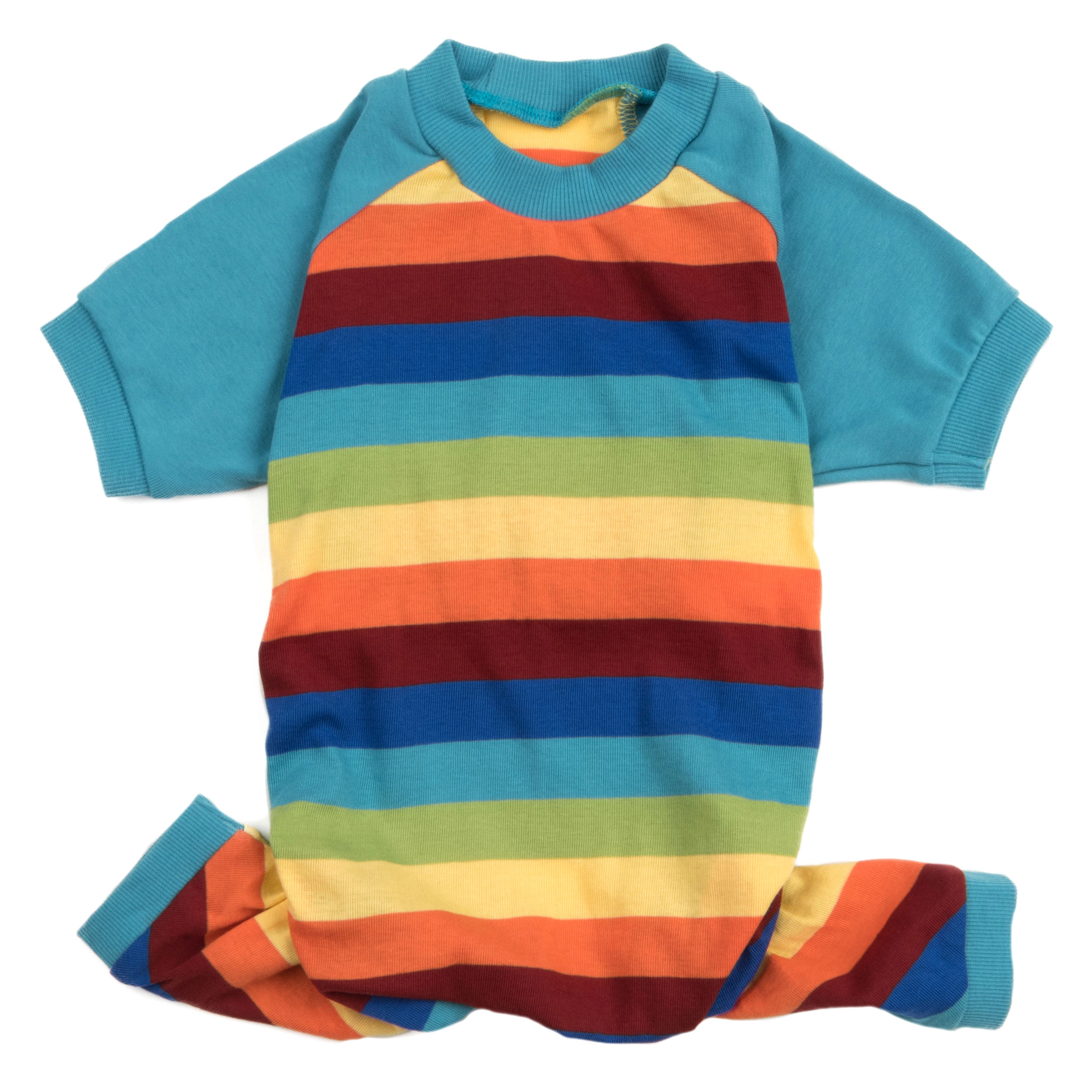 Leveret Dog Cotton Rainbow Striped Pajamas