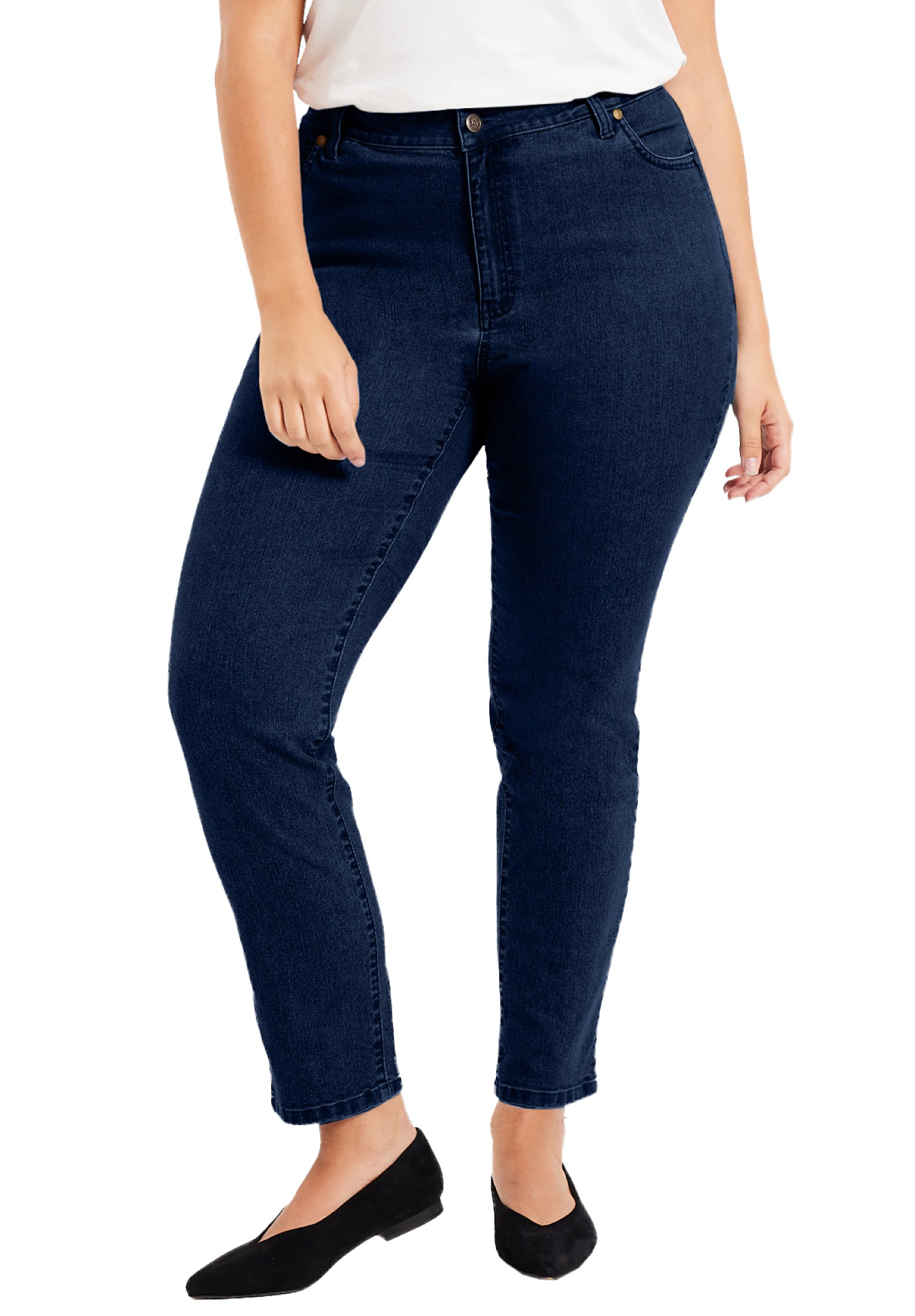 June & Vie Women's Plus Curvie Fit Straight-Leg Jeans