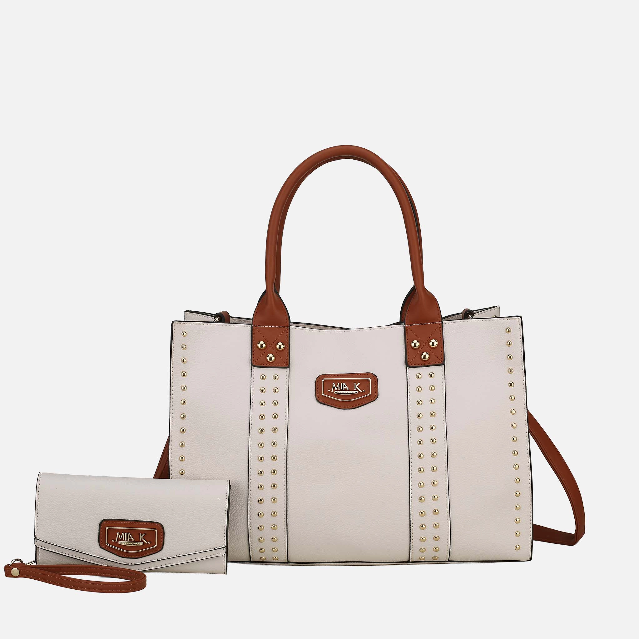 Mia K Collection Davina Colorblock Pebbled Vegan Leather Tote with Wallet