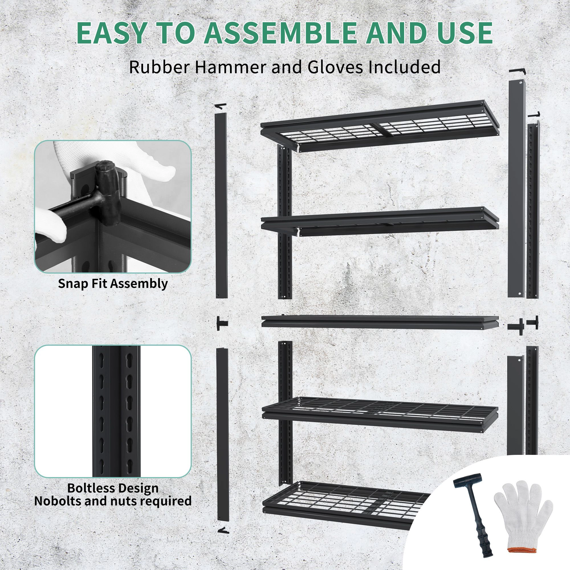 Flynama 5 Tier Metal Mesh Storage Rack 2000 LBS 72 in H Black Adjustable Heavy Duty Shelf Organizer for Pantry