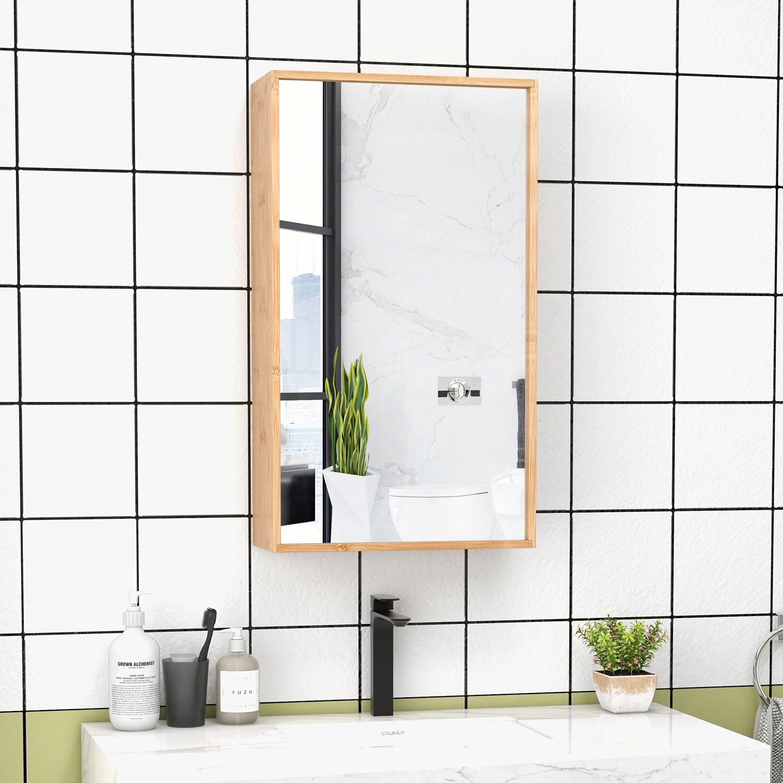 SlickBlue Wall Mounted Bathroom Mirror Cabinet, Storage