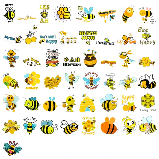 Wrapables Waterproof Vinyl Stickers for Water Bottles, Laptop, Phones, Decals for Teens, 110pcs, Bumblebees