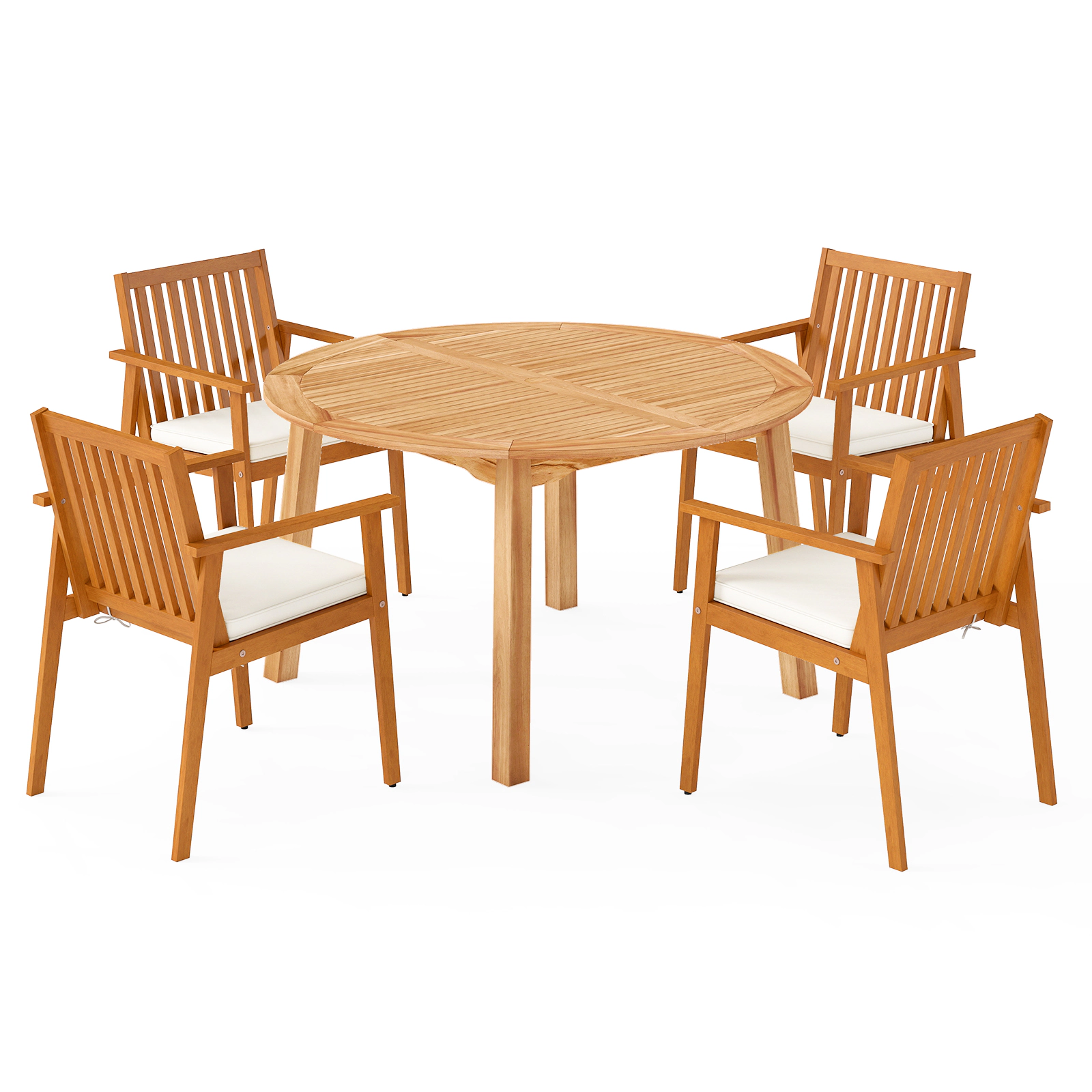 LJG 5 Pieces Acacia Wood Patio Dining Set with Umbrella Hole