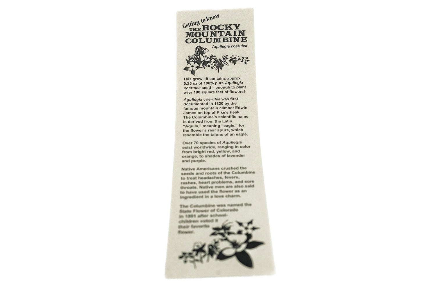 Rocky Mountain Columbine Flower Seed Grow Kit, Aquilegia coerulea - 0.25 oz by Jonsteen Company