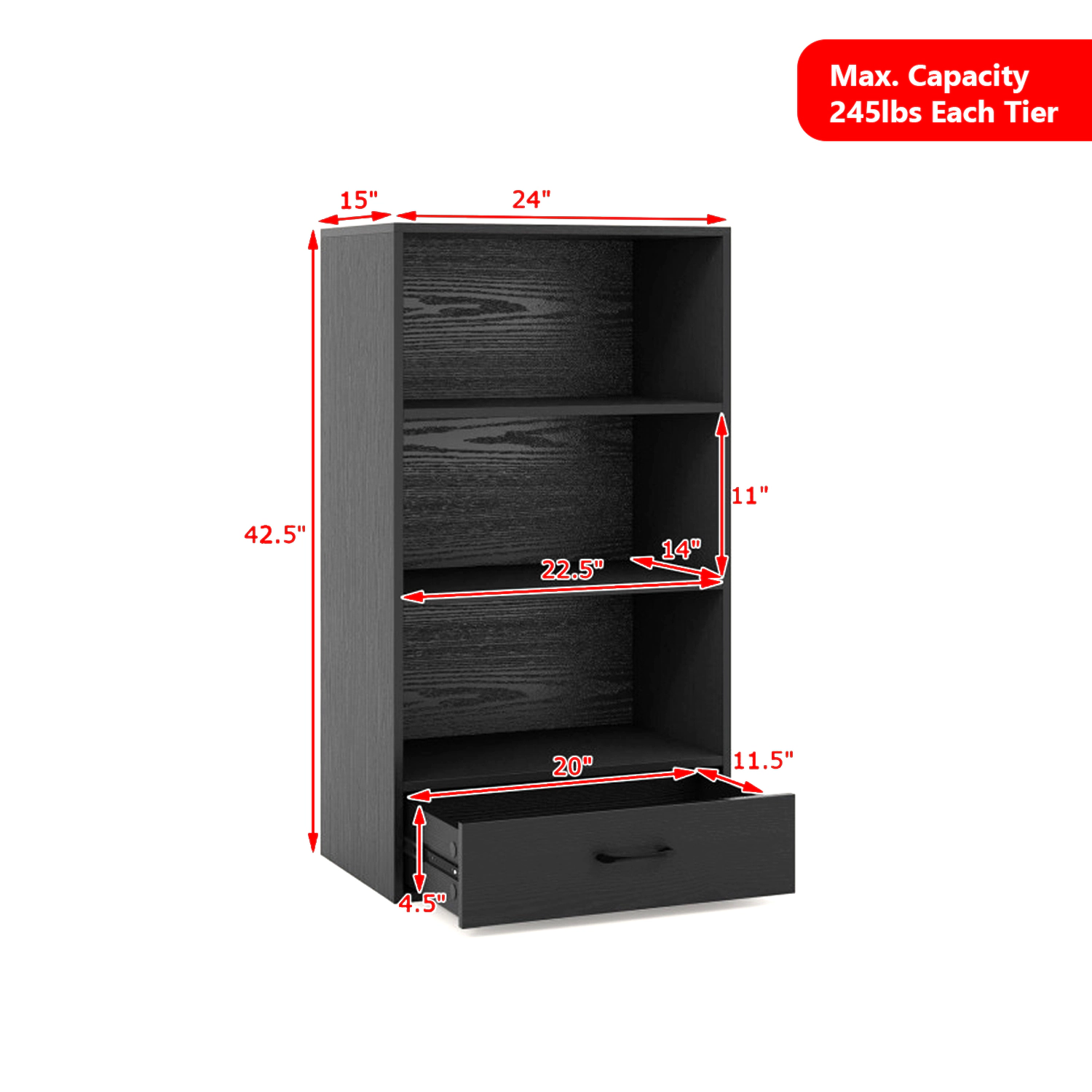 Hivvago 4-Tier Shelving Unit with Safety Anchor