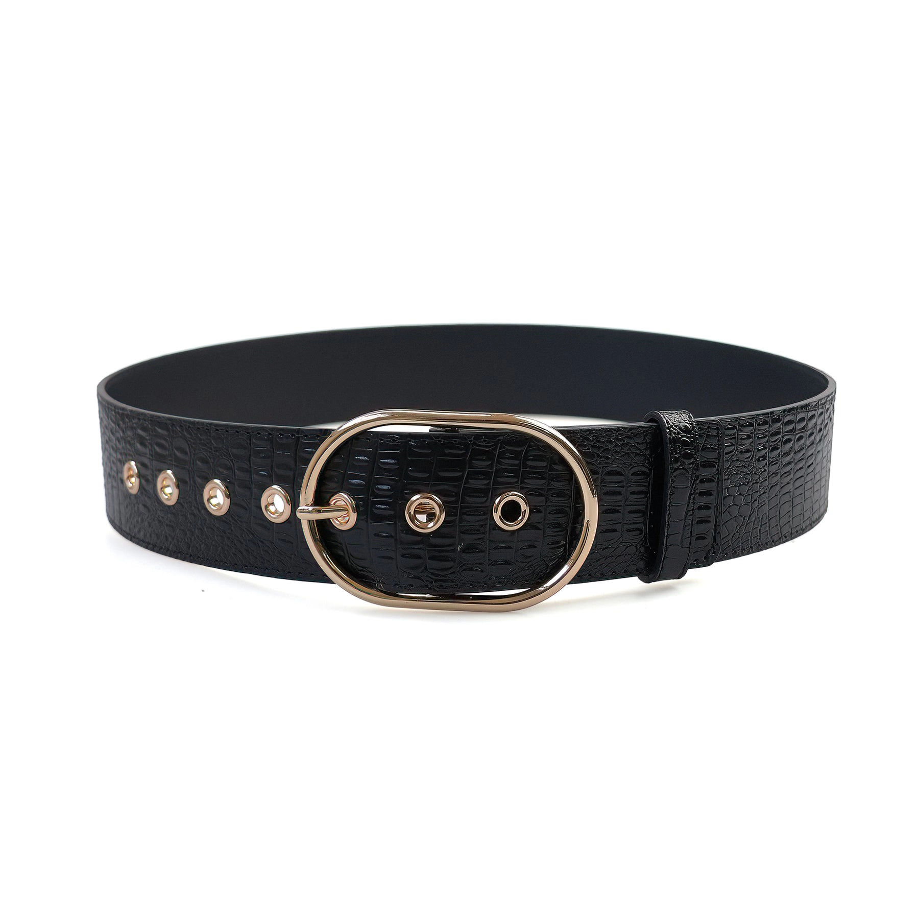 AGP PARIS Black Snake Print Women's Belt