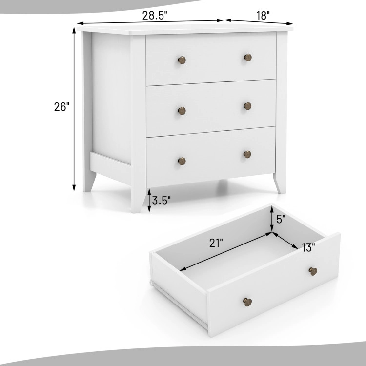 Hivvago Multi-Functional 3-Drawer Chest for Bedroom Use