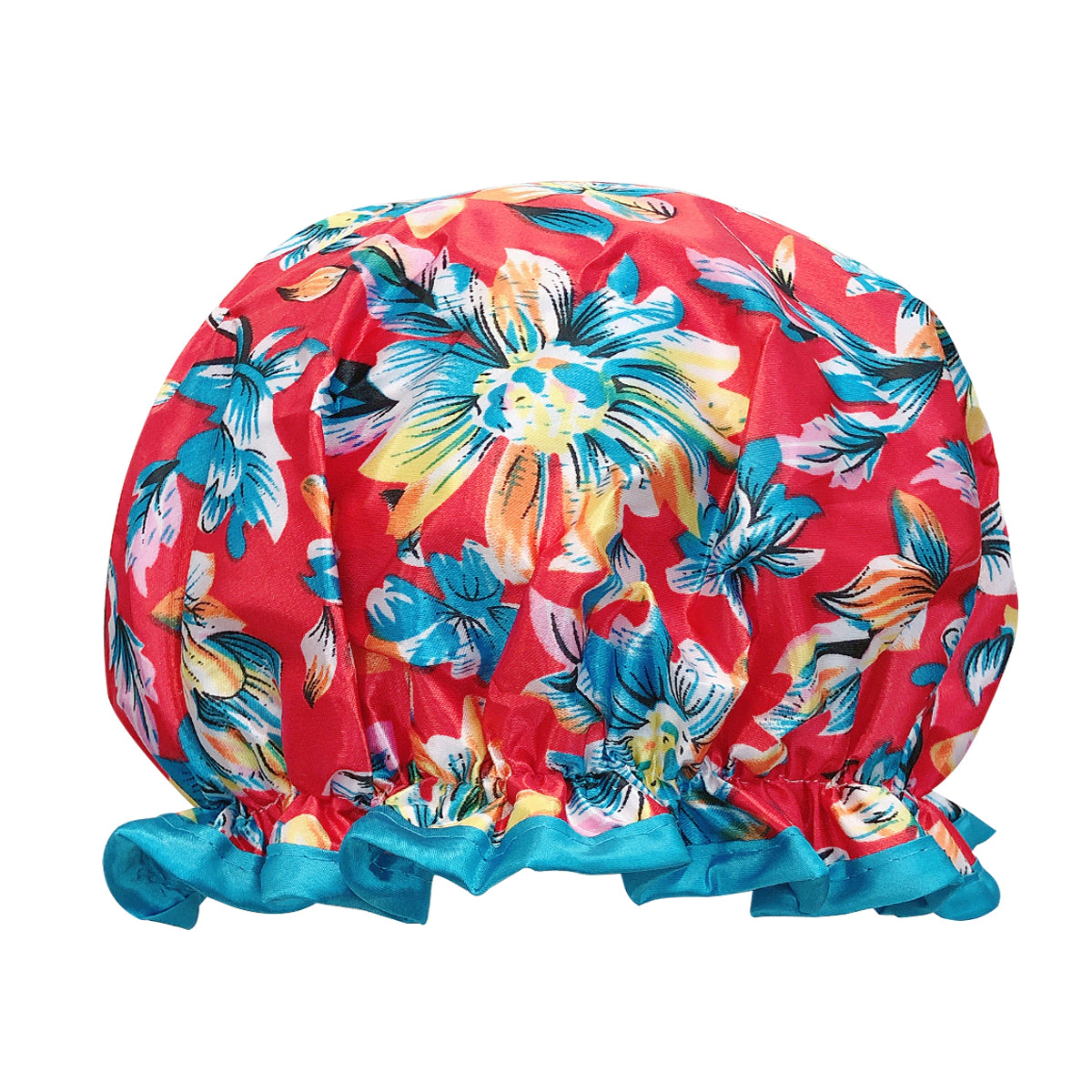 Wrapables Reusable Women's Waterproof Shower Caps for Long Hair, Exotic Floral