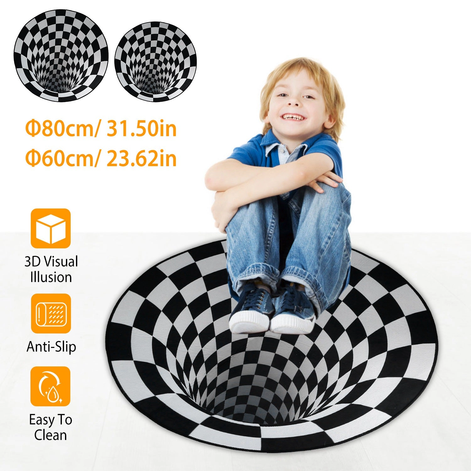 GBruno 3D Illusion Round Area Rug 80 Cm