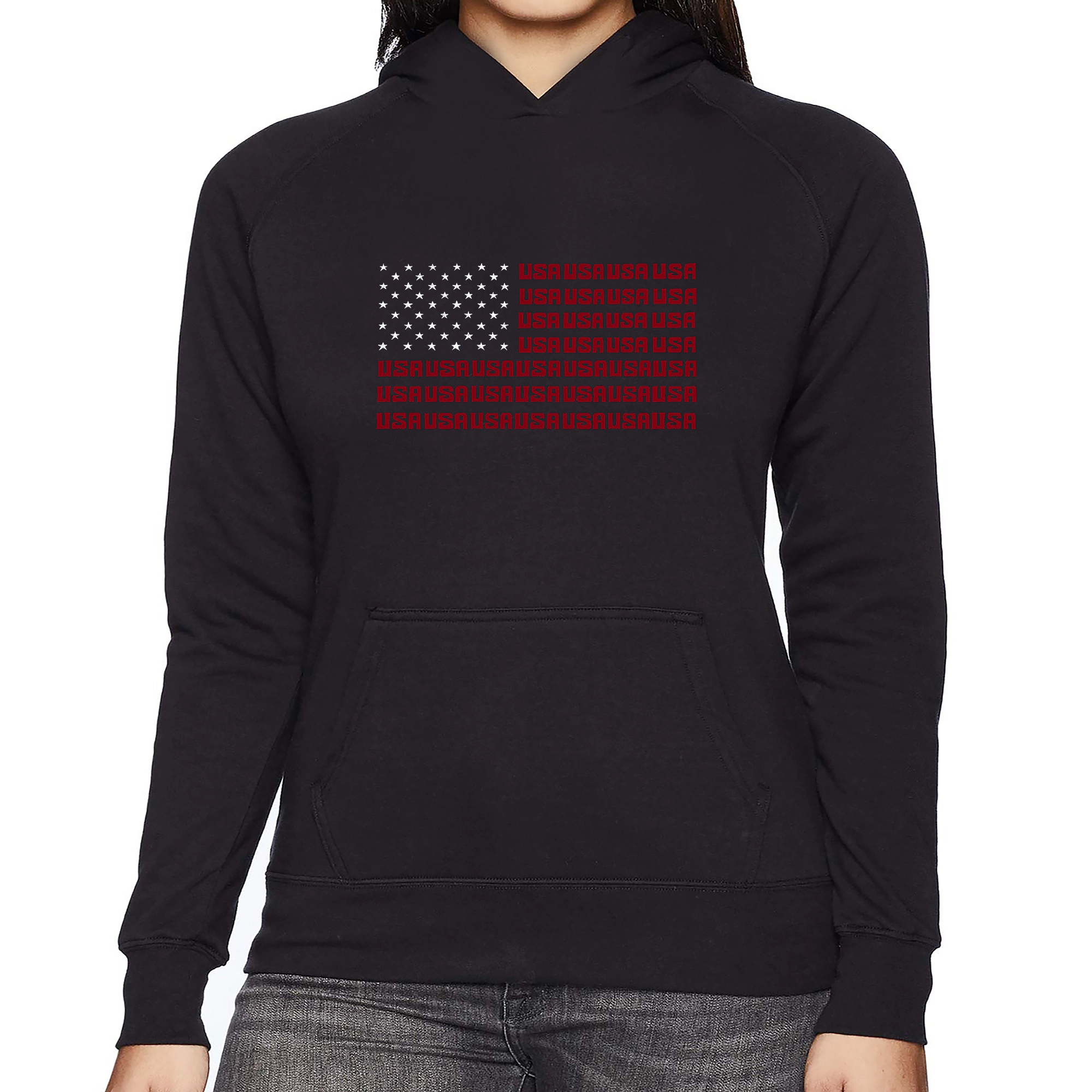 LA Pop Art USA Flag - Women's Word Hooded Sweatshirt