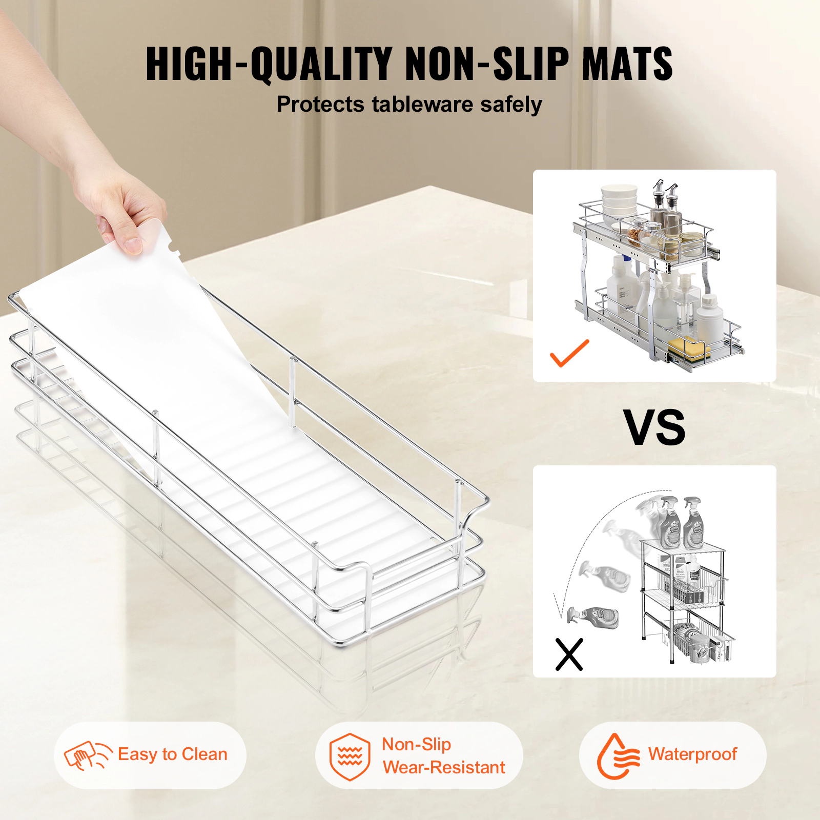 HONGGE Under Sink Pull Out Cabinet Organizer Slide Out Sliding Drawer Storage