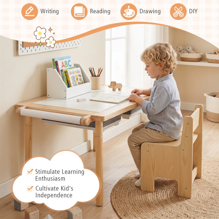 Hivvago Kids Sensory Table Set With Adjustable Height And 2 Storage Bins