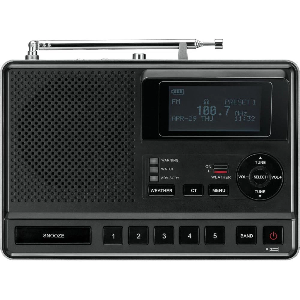 SANGEAN CL-100 Tabletop NOAA Weather Alert Radio - S.A.M.E. & Public Alert Certified, AM/FM-RBDS, EEPROM Presets