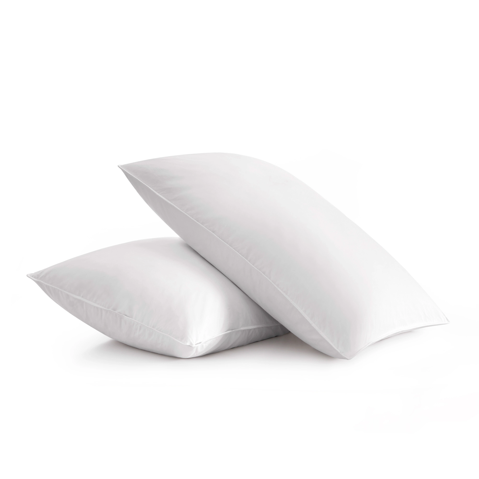 Unikome 233TC Cotton White Goose Feather Down Bed Pillows, Set of 2