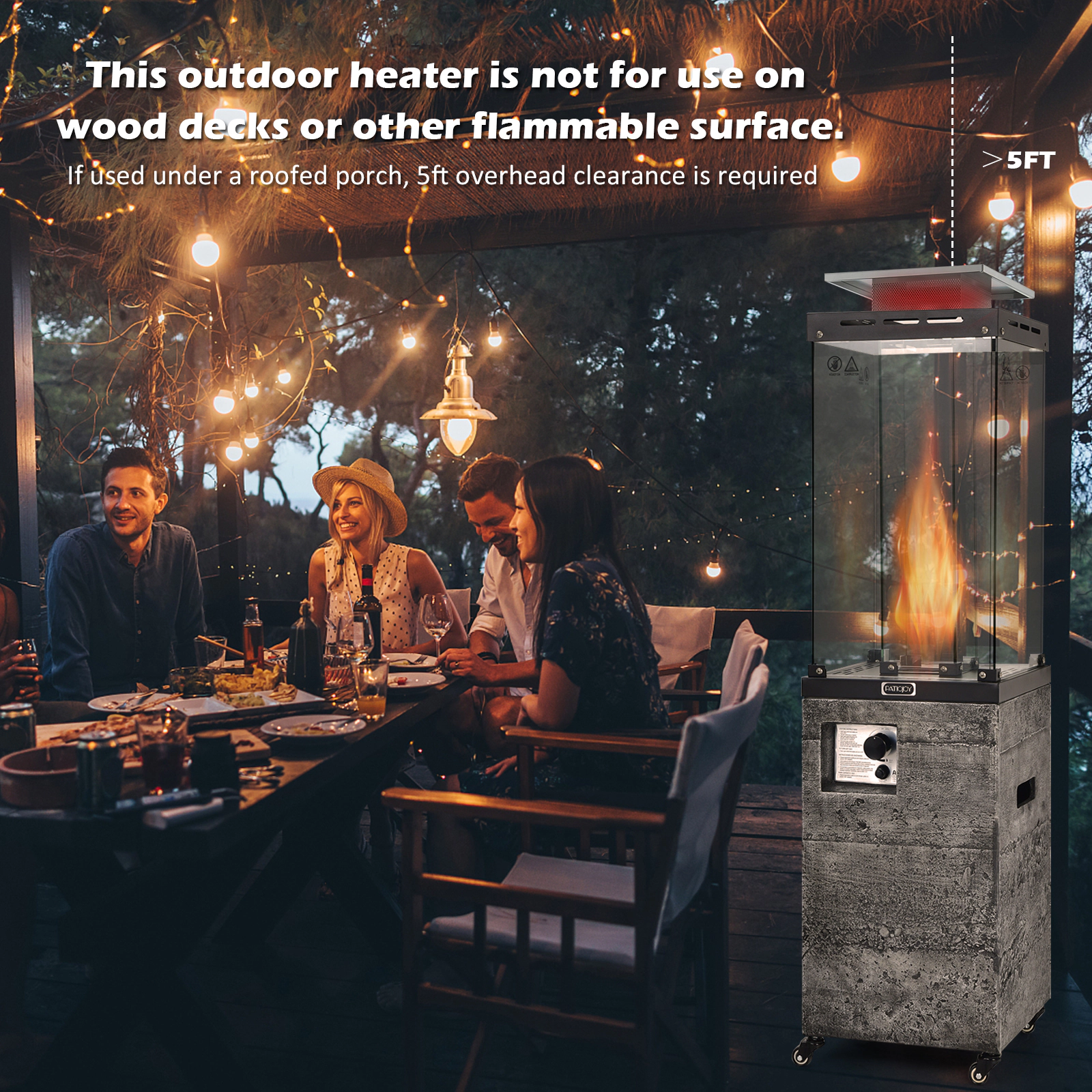 LJG 41 000 BTU Propane Patio Heater with Metal Hood