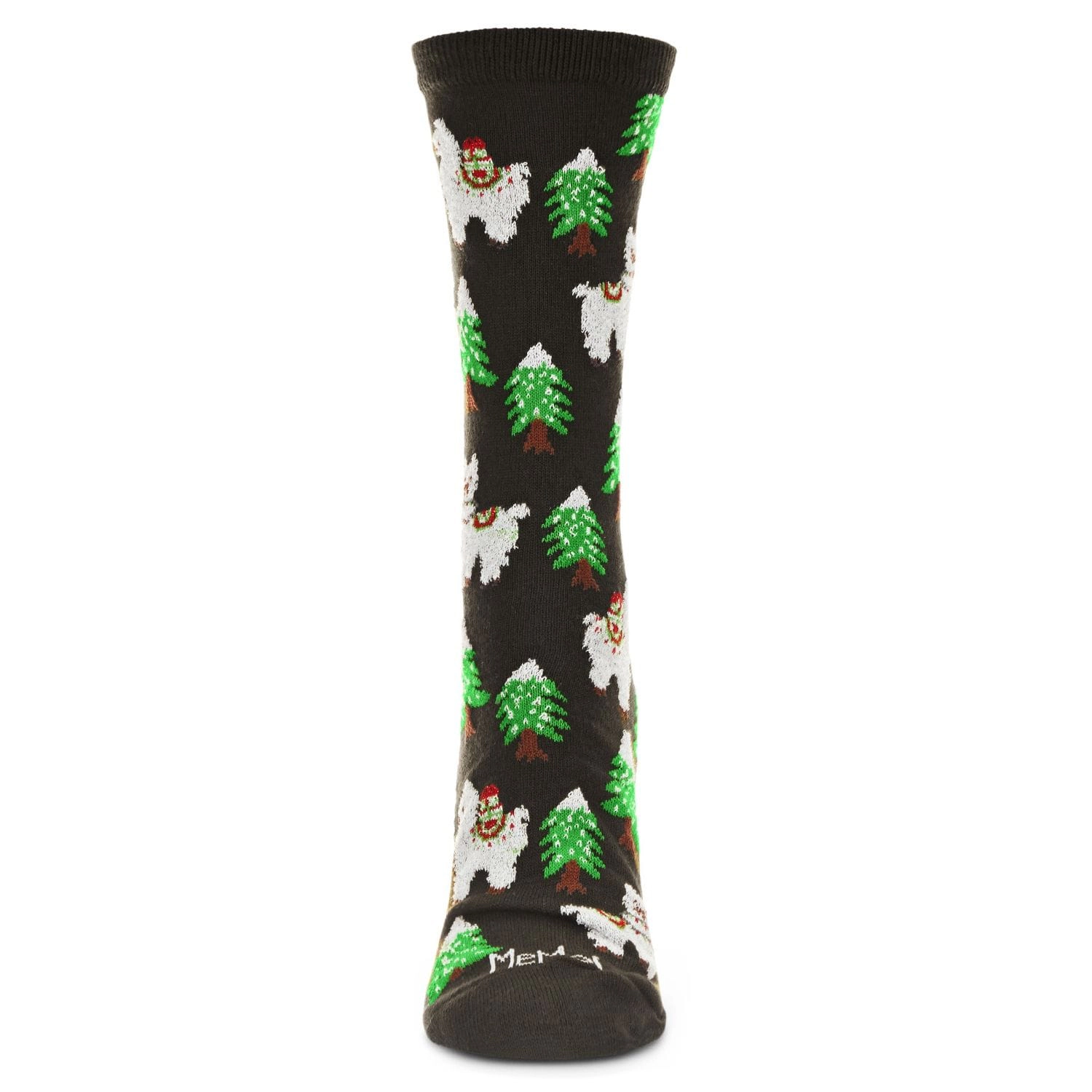 MeMoi Women's Llama Trees Christmas Crew Socks