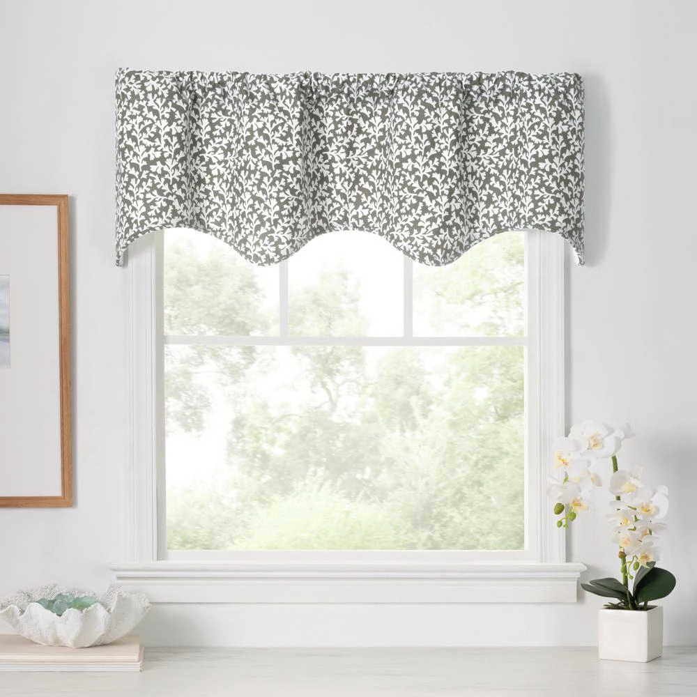 Ellis Curtain Sea Tumble 3" Rod Pocket 100% Cotton Machine Wash and Dry Scallop Valance Lined 50" x 16" Grey