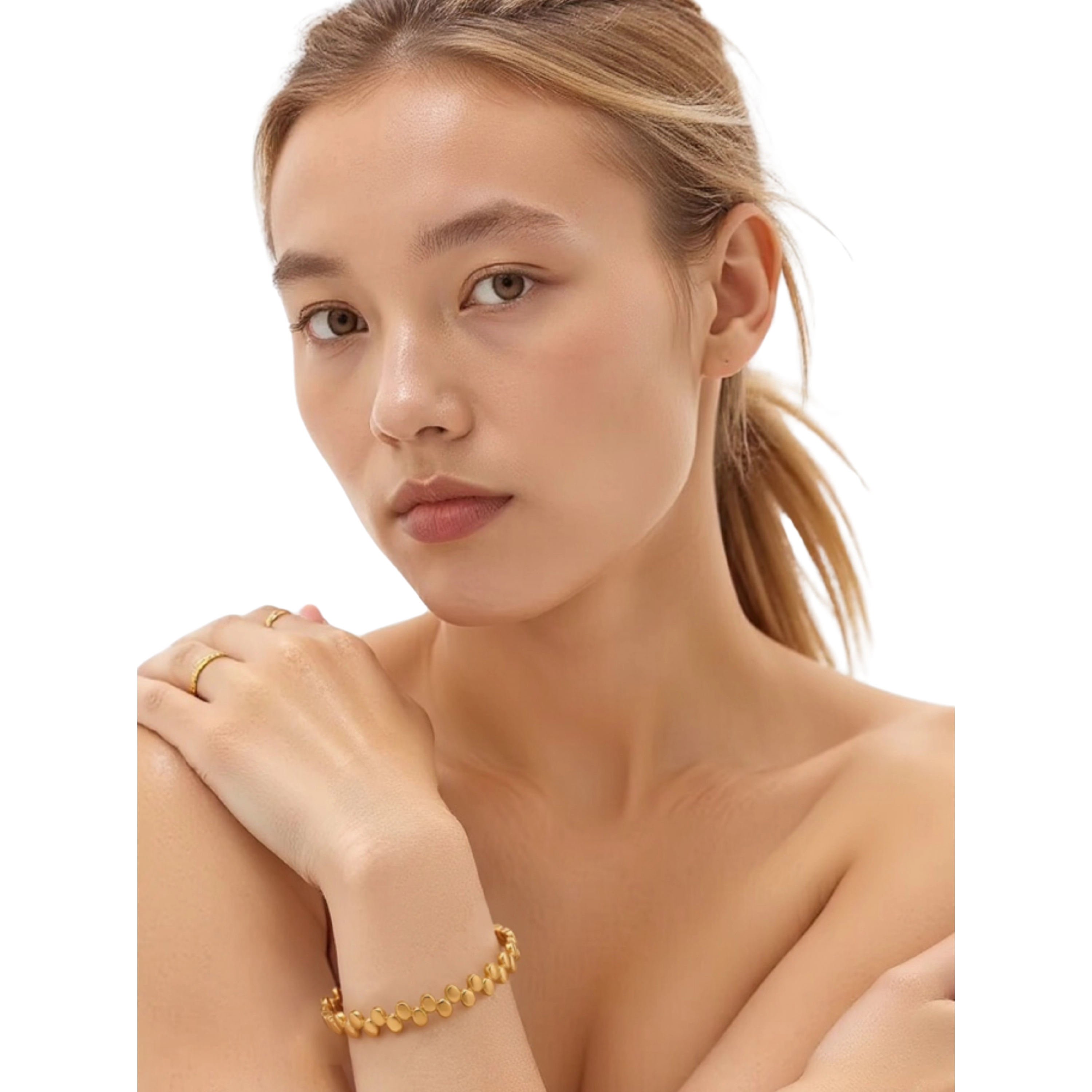 Waterproof 18K Gold Plated Dot Round Bracelet