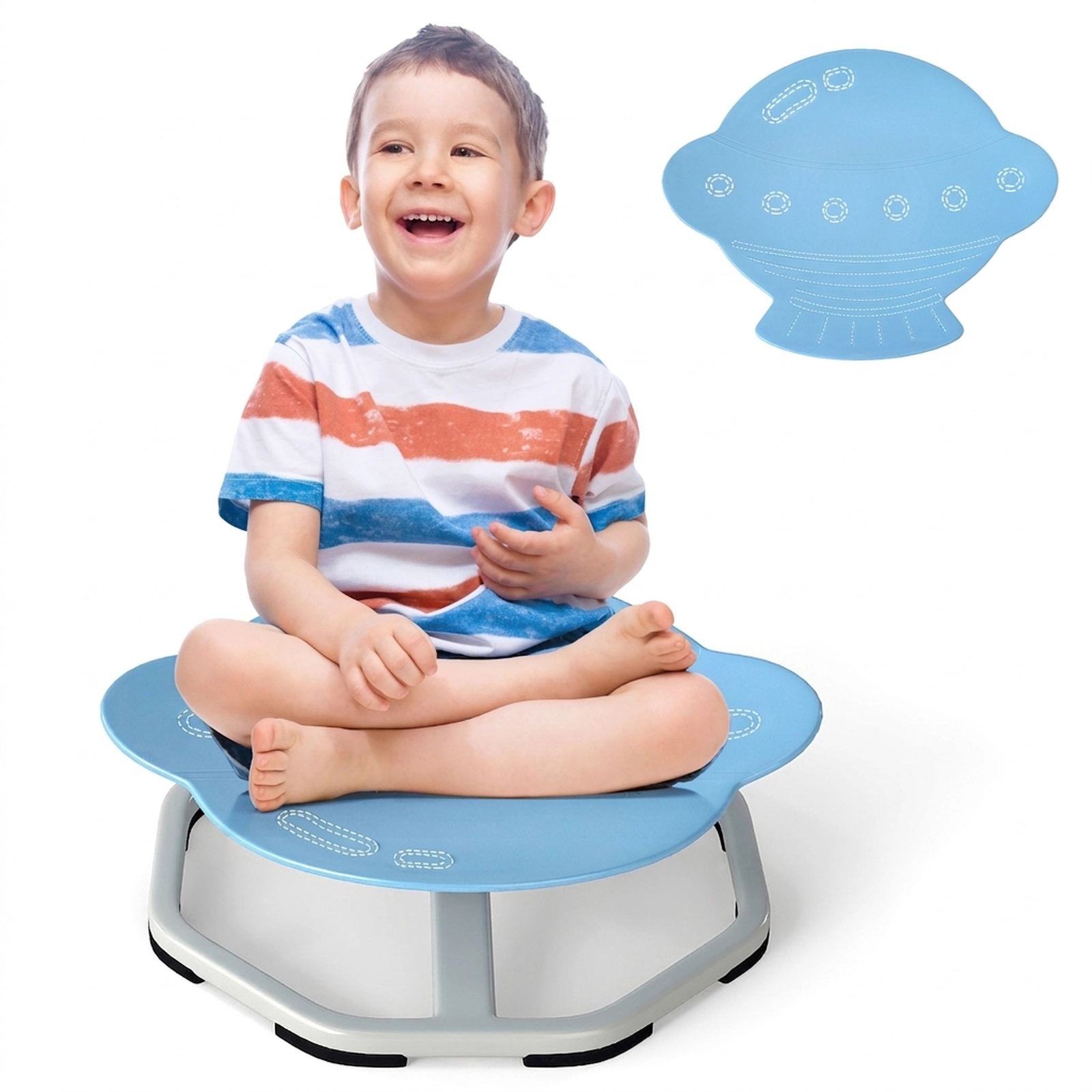 SUGIFT Kids Sensory Elephant 360° Swivel Chair Non-Slip Metal Base 220-Lb Capacity Ages 3+ 21-in Wide Seat Light Blue