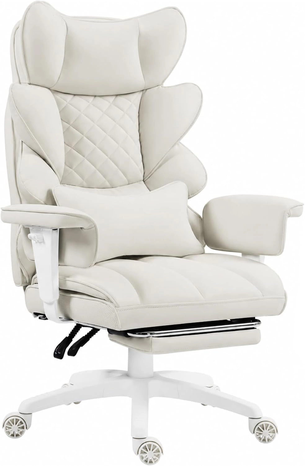 Platinum-Level Office Chairs Big and Tall Office Chair, Pocket Spring Seat, Footrest, Lumbar Pillow, White