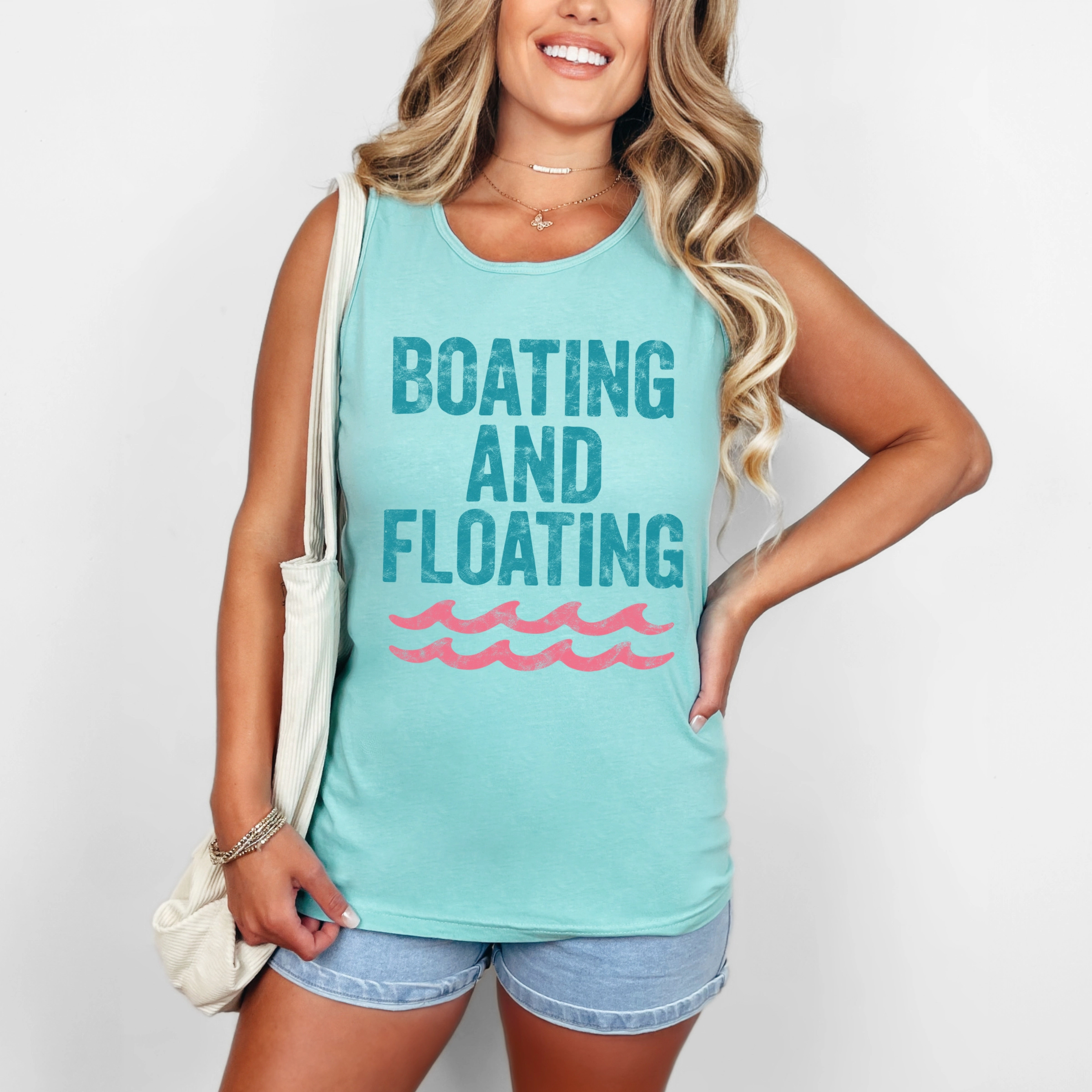Simply Sage Market - Boating And Floating Distressed Women's Garment Dyed Graphic Tank Top