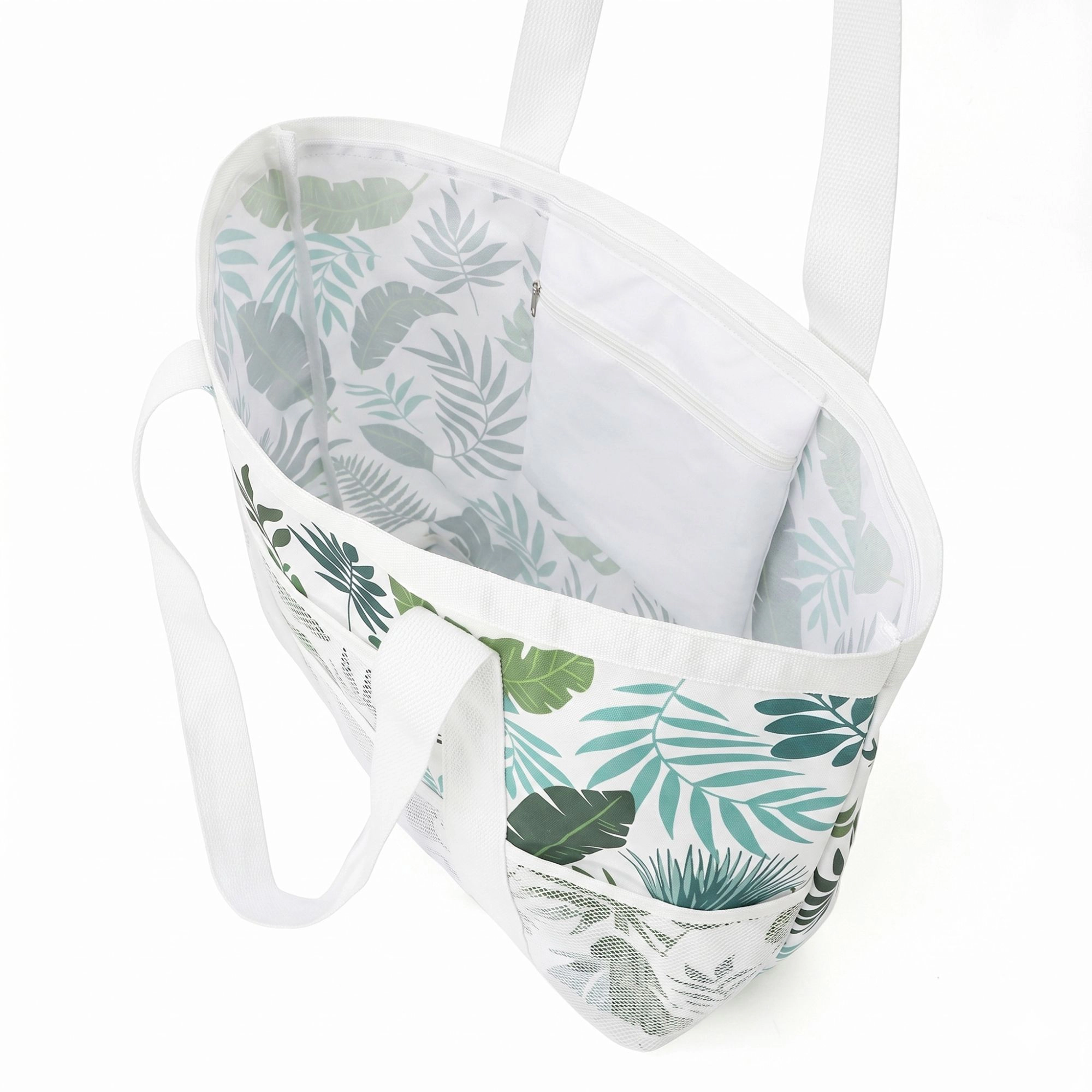 Alilang Women's Printed Beach Tote Bag with Mesh Pockets and Shoulder Handles, Yellow