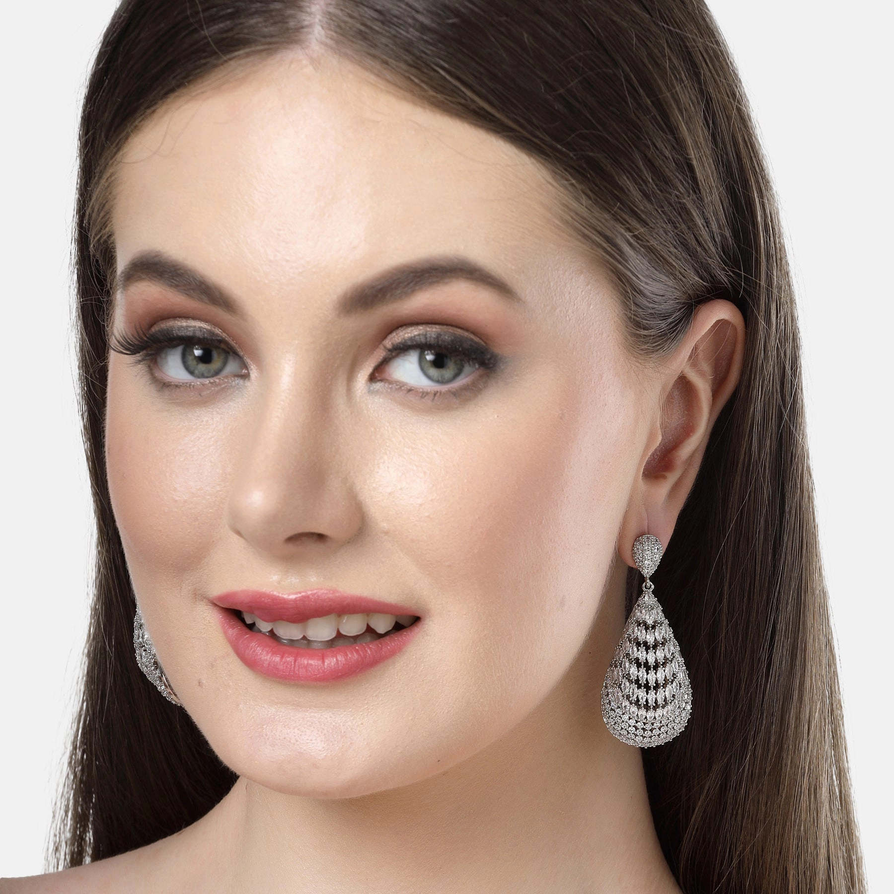 AGP PARIS Womens Diva Collection Zirconia Shimmering Hollow Drop Earrings