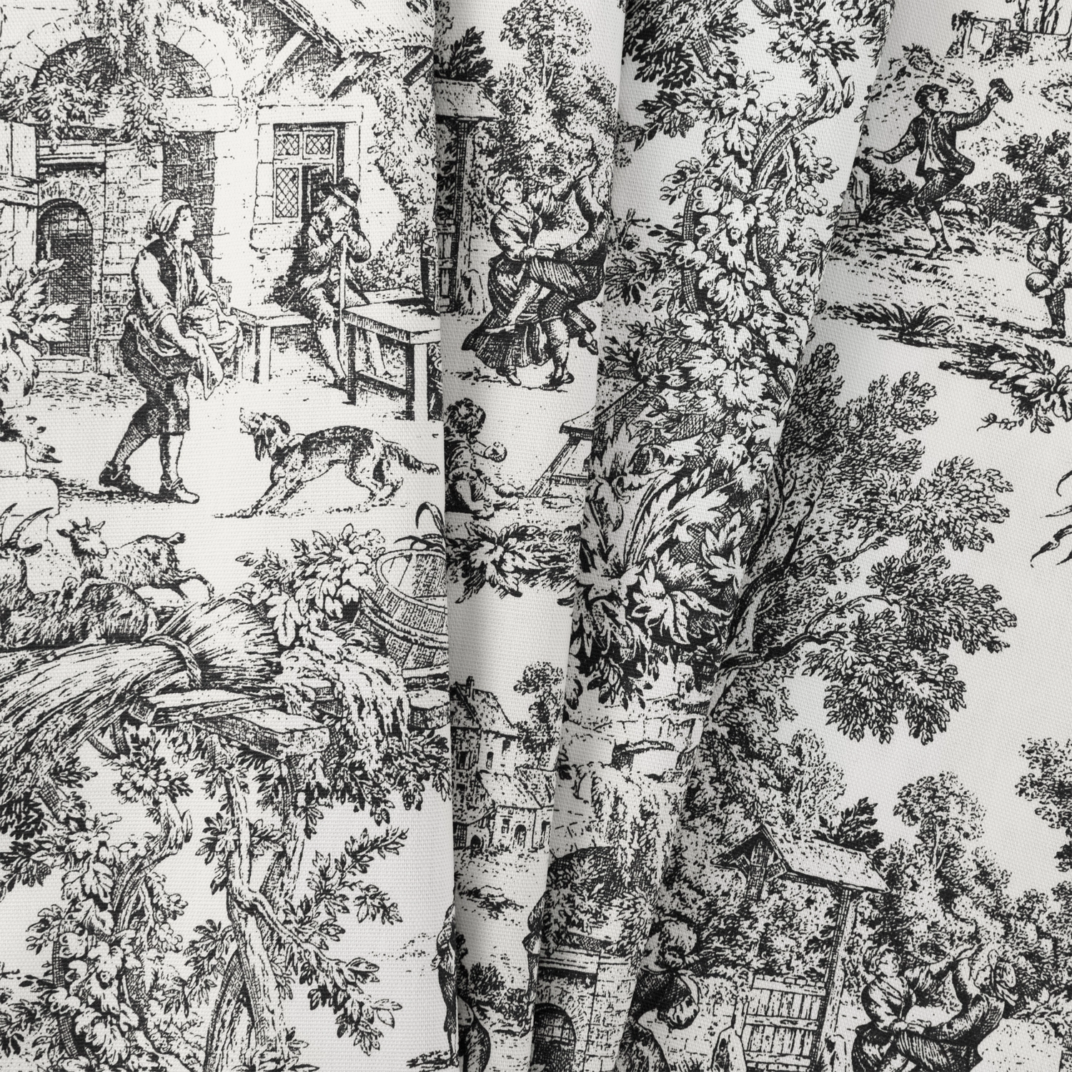Ellis Curtain 100% Cotton Victoria Park Toile Tie Up Window Valance Includes 2 Looped Ties 60" x 24