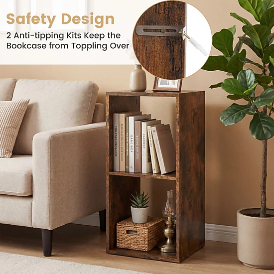 Hivvago 2-Cube Storage Rack with Back Guardrail