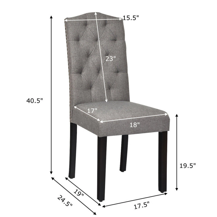 LJG Set of 2 Tufted Upholstered Dining Chairs