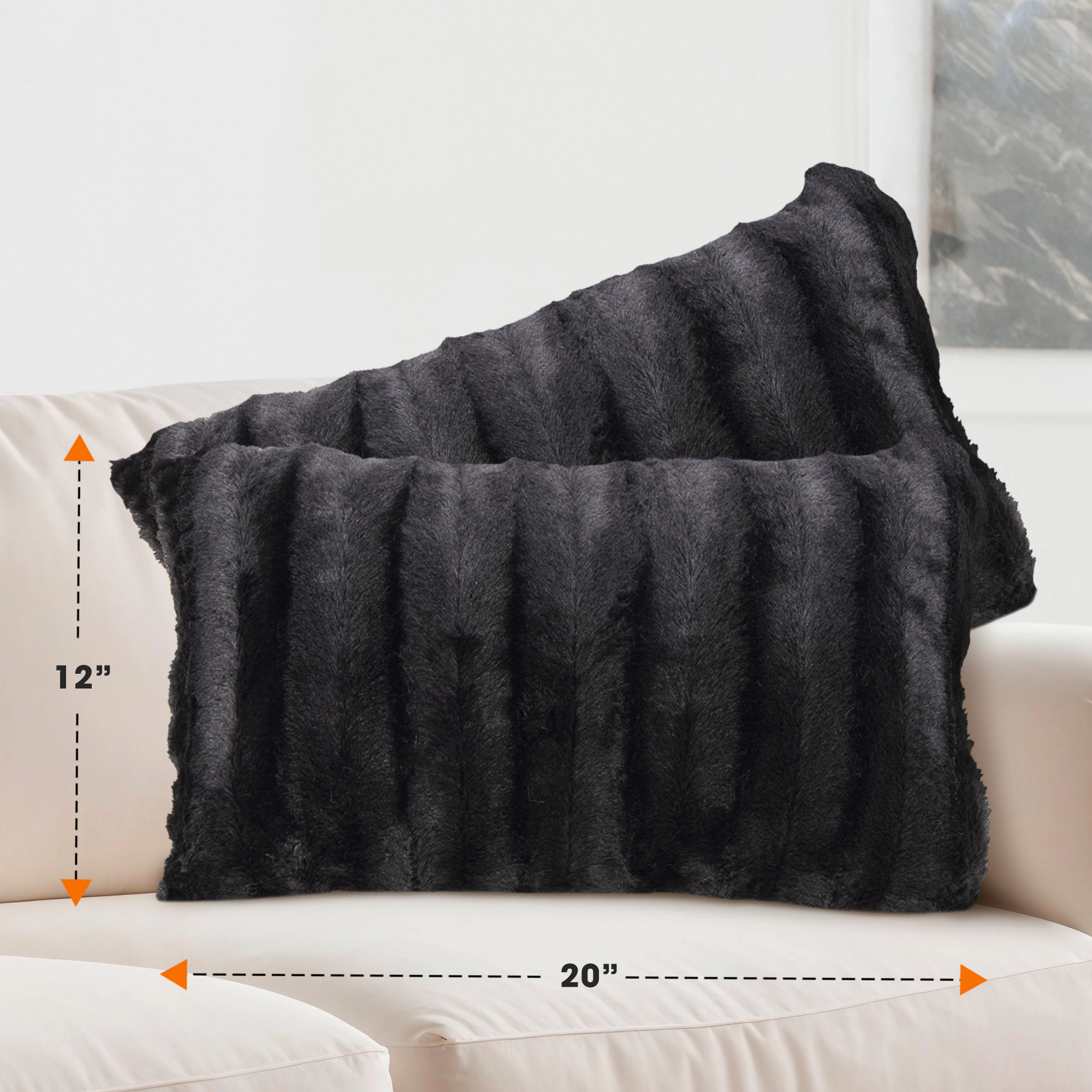 Cheer Collection 12 x 20-Inch Embossed Faux Fur Lumbar Throw Pillow Cover (Gray)