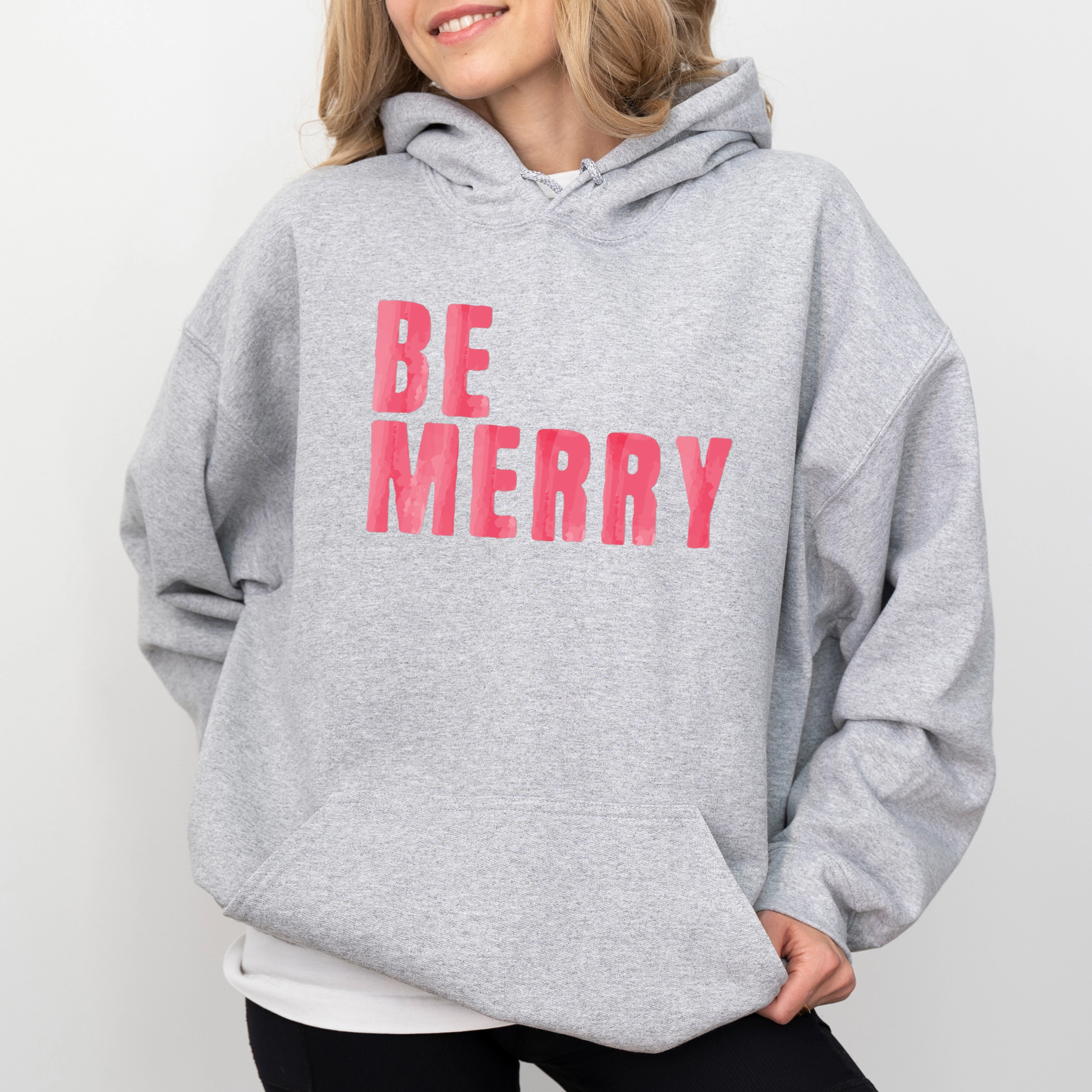 Simply Sage Market - Women's Graphic Hoodie Be Merry Watercolor