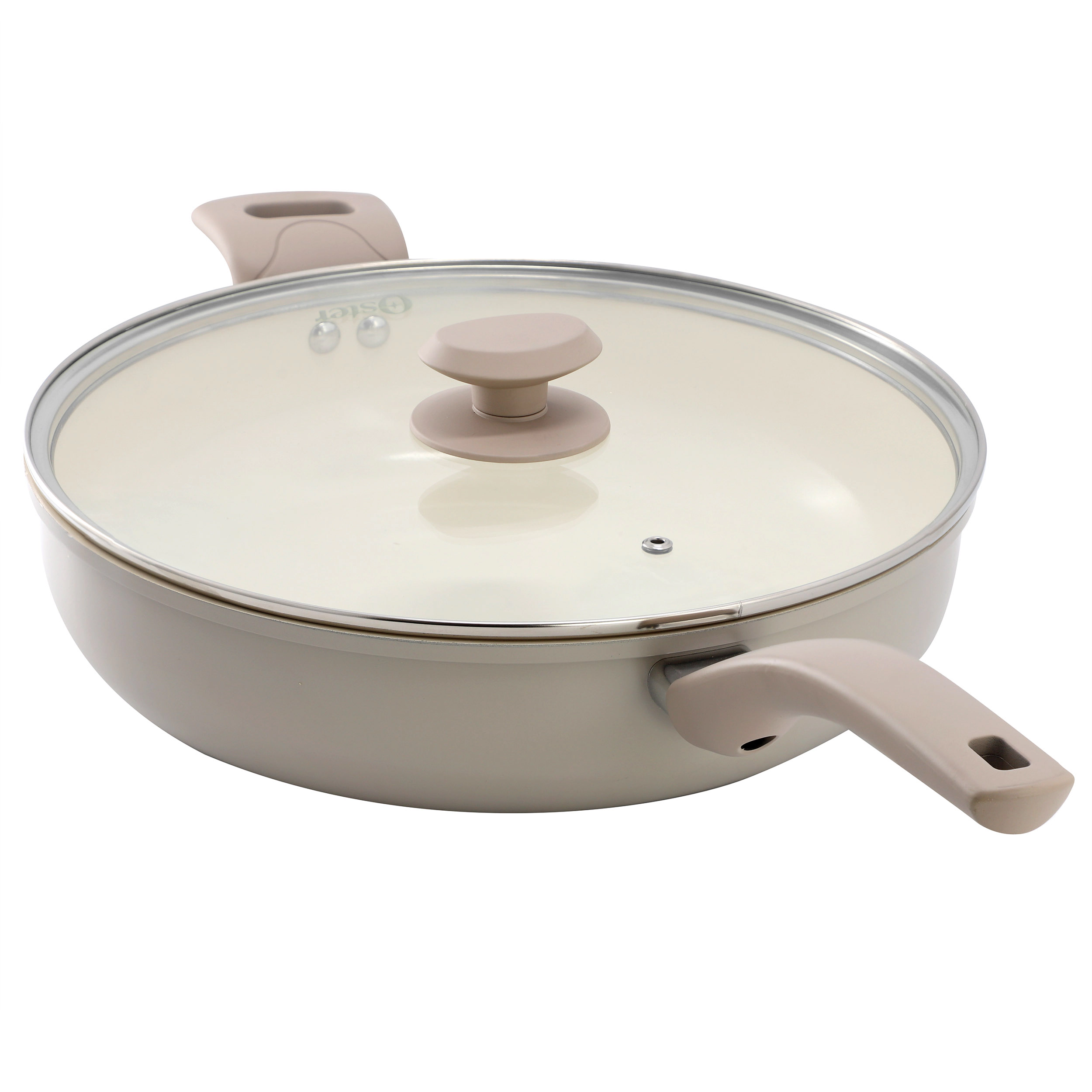 Oster Sutterville Choice 5 Quart Ceramic Nonstick Saute Pan with Lid in Beige