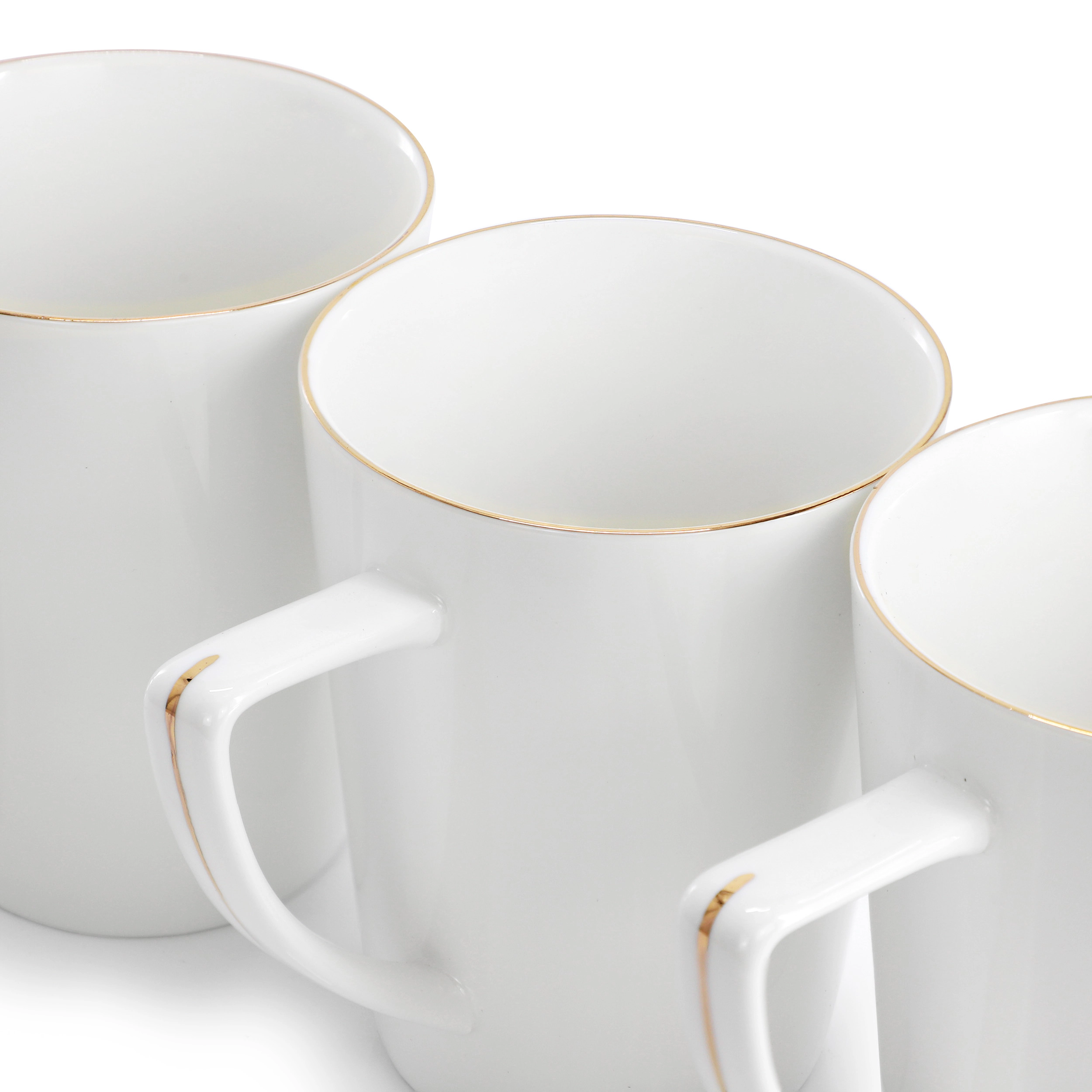 Martha Stewart Fine Ceramic 4 Piece 14 Ounce Angular Mug Set in White