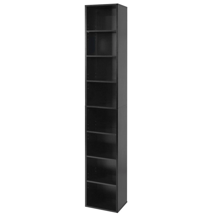 Hivvago 8-Tier Narrow Bookshelf with 4 Adjustable Shelves and Storage Cubes