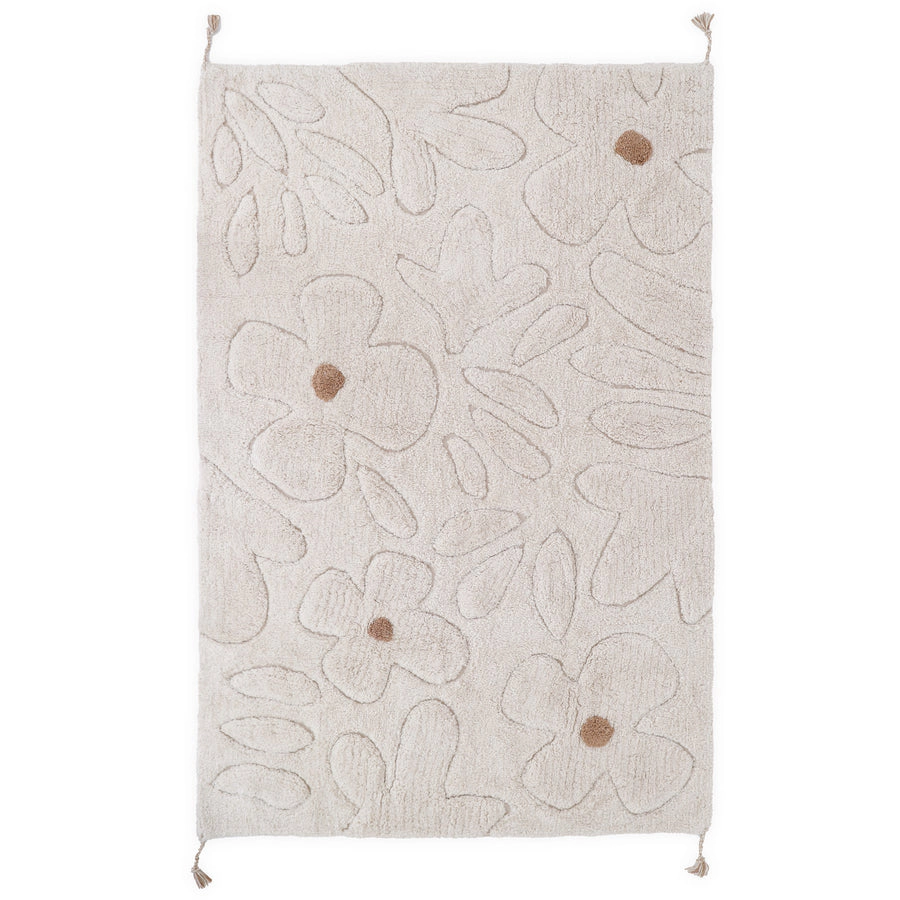 Nattiot Washable Cotton Kid'S Bedroom Rug With Floral Pattern - Gentle Flora