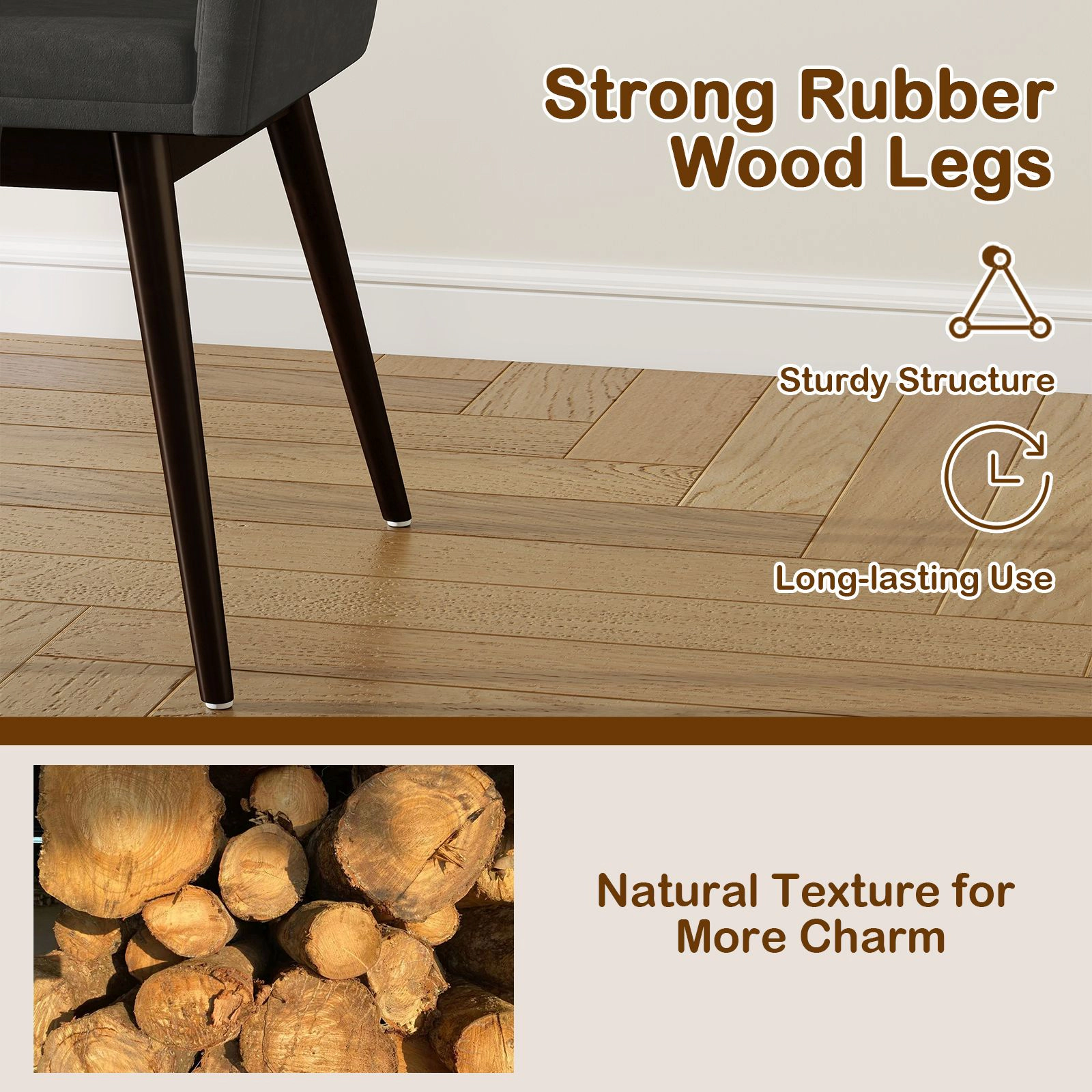 SlickBlue Upholstered Accent Chairs, Rubber Wood Legs, Armrests, 2 Pack