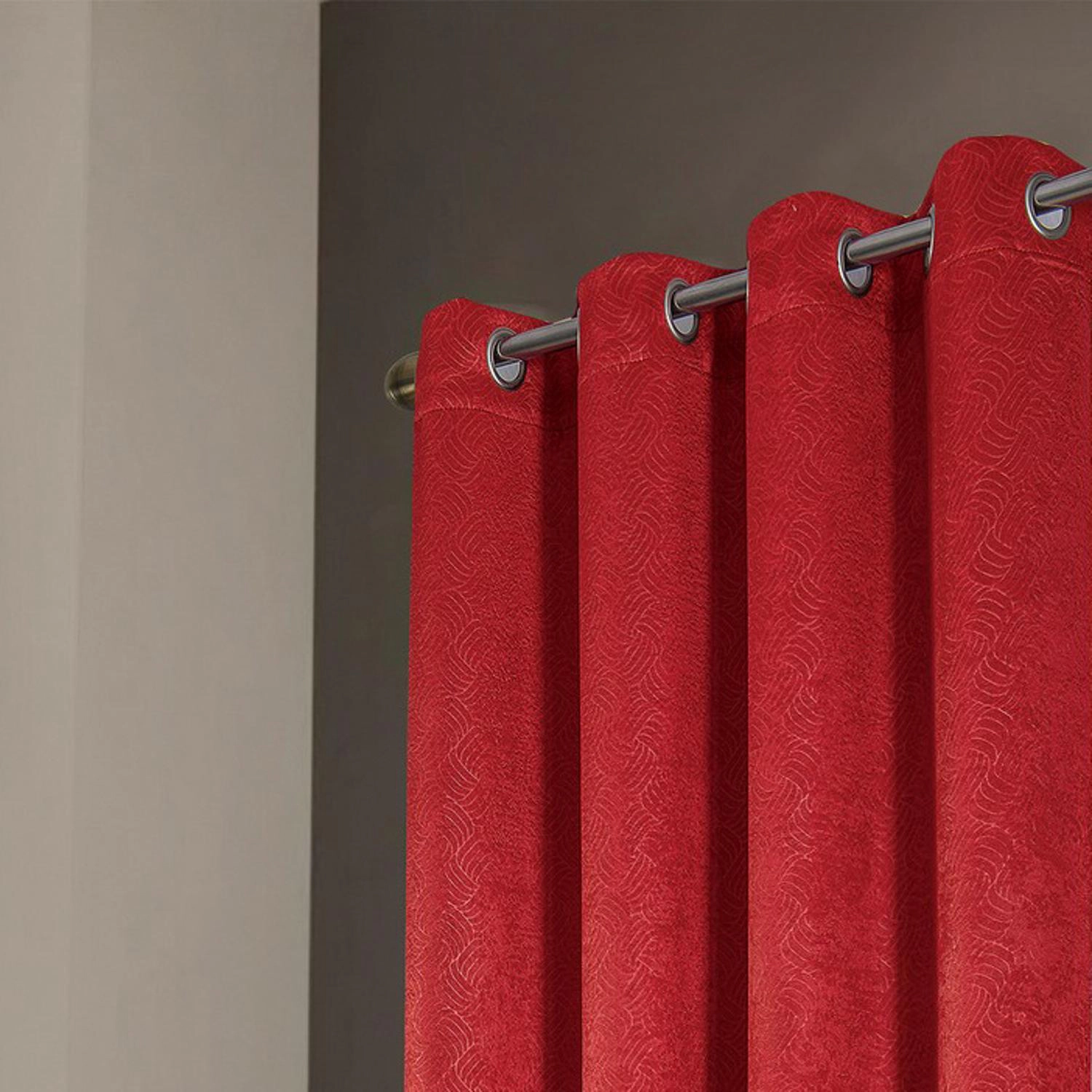 RT Designers Nellie Embossed Blackout Grommet Panel - 52"x84", Red