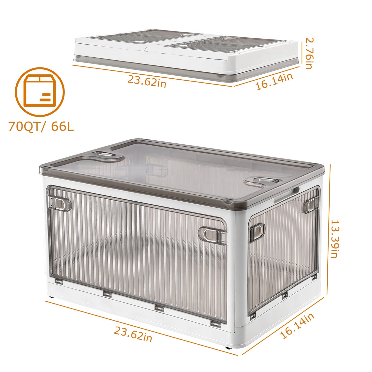 GBruno 70QT Collapsible Storage Bin With Lid