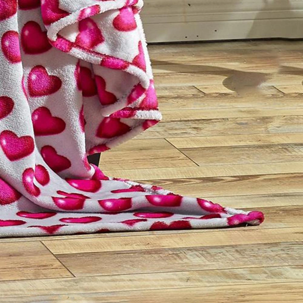 Plazatex Juliette Valentines Hearts Micro Plush Decorative Throw Blanket All Season 50 x 60 Multicolor