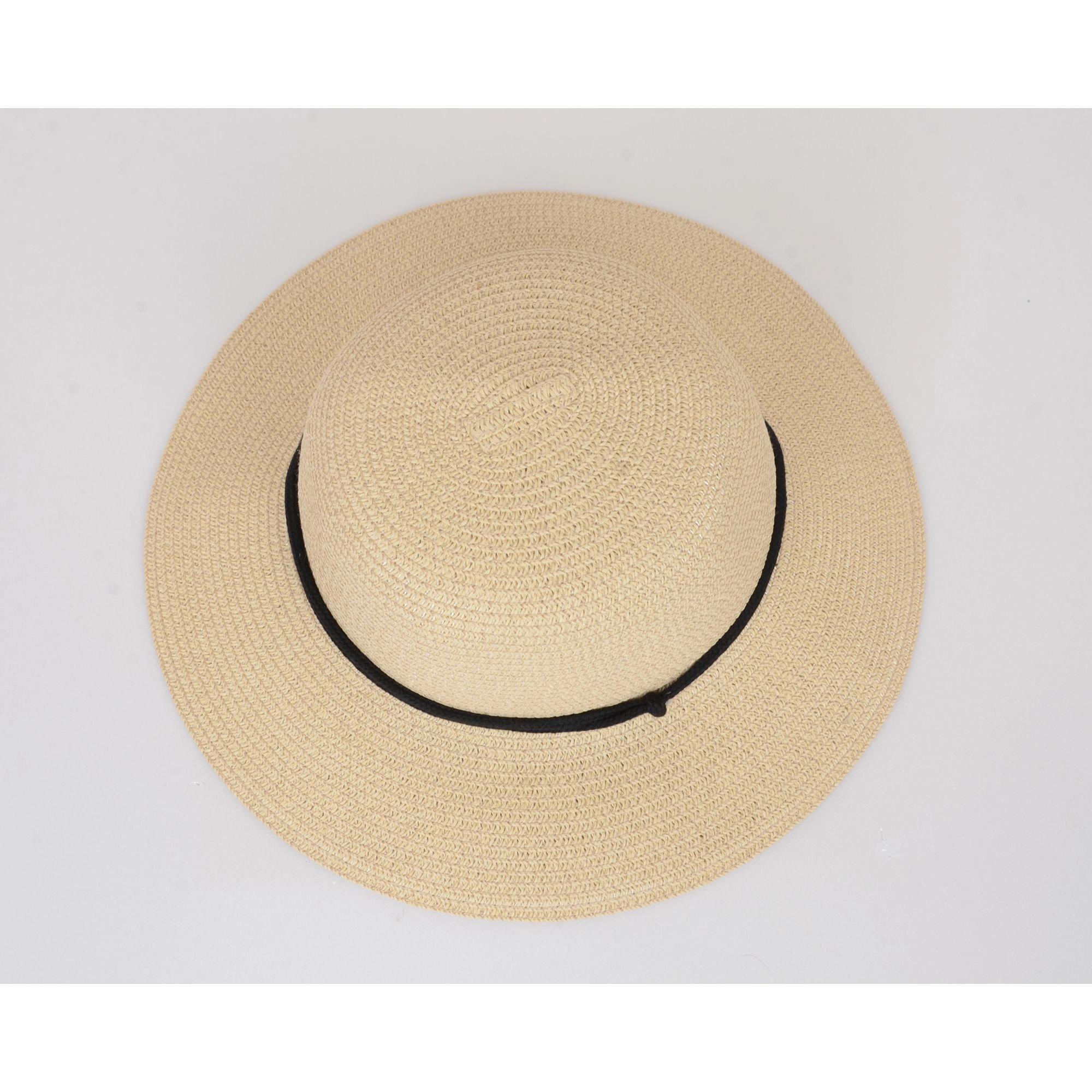 Anna-Kaci Women's Wide Brim Straw Sun Hat with Chin Strap and Black Cord Detail for Outdoor Protection