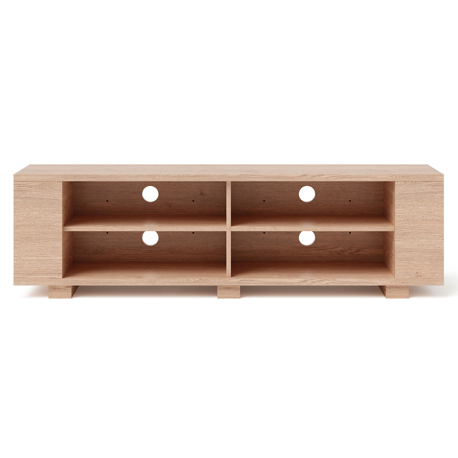 SUGIFT 59 in TV Stand Natural Wood Storage Console Entertainment Center for 65 in TVs
