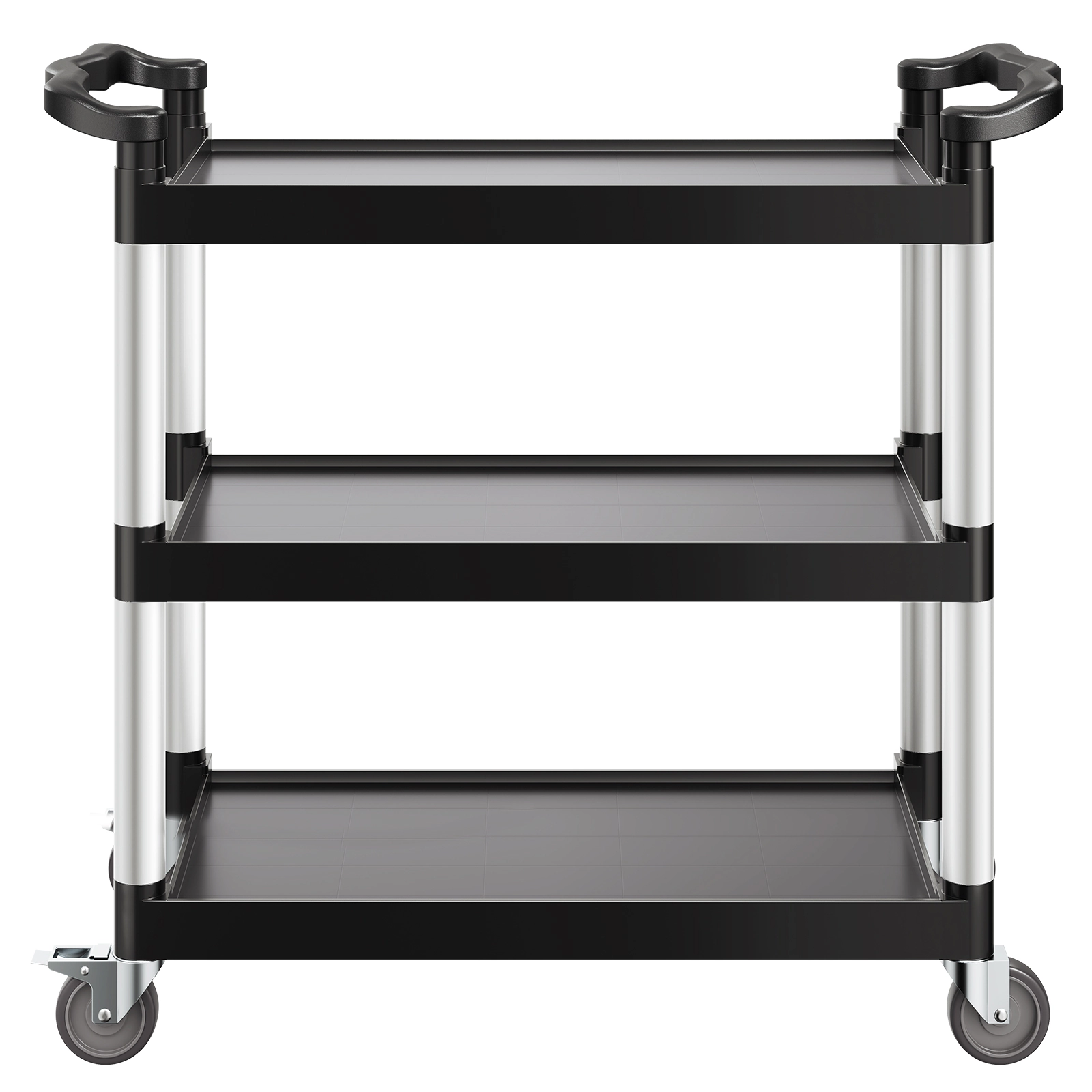 HONGGE 3-Tier Plastic Utility Cart, 330 lbs Capacity, Locking Swivel Wheels for Kitchen, Office & Warehouse