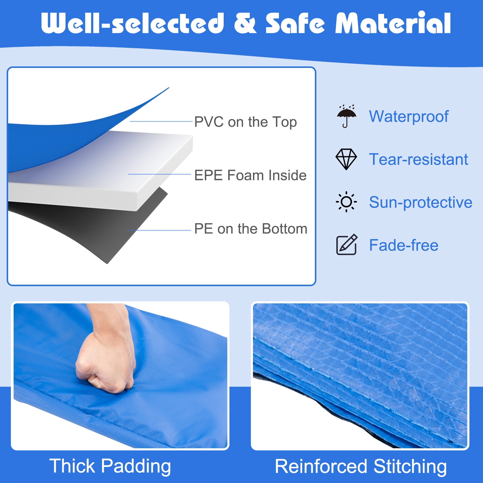 Hivvago 10 Feet Universal Spring Cover Trampoline Replacement Safety Pad-Multicolor