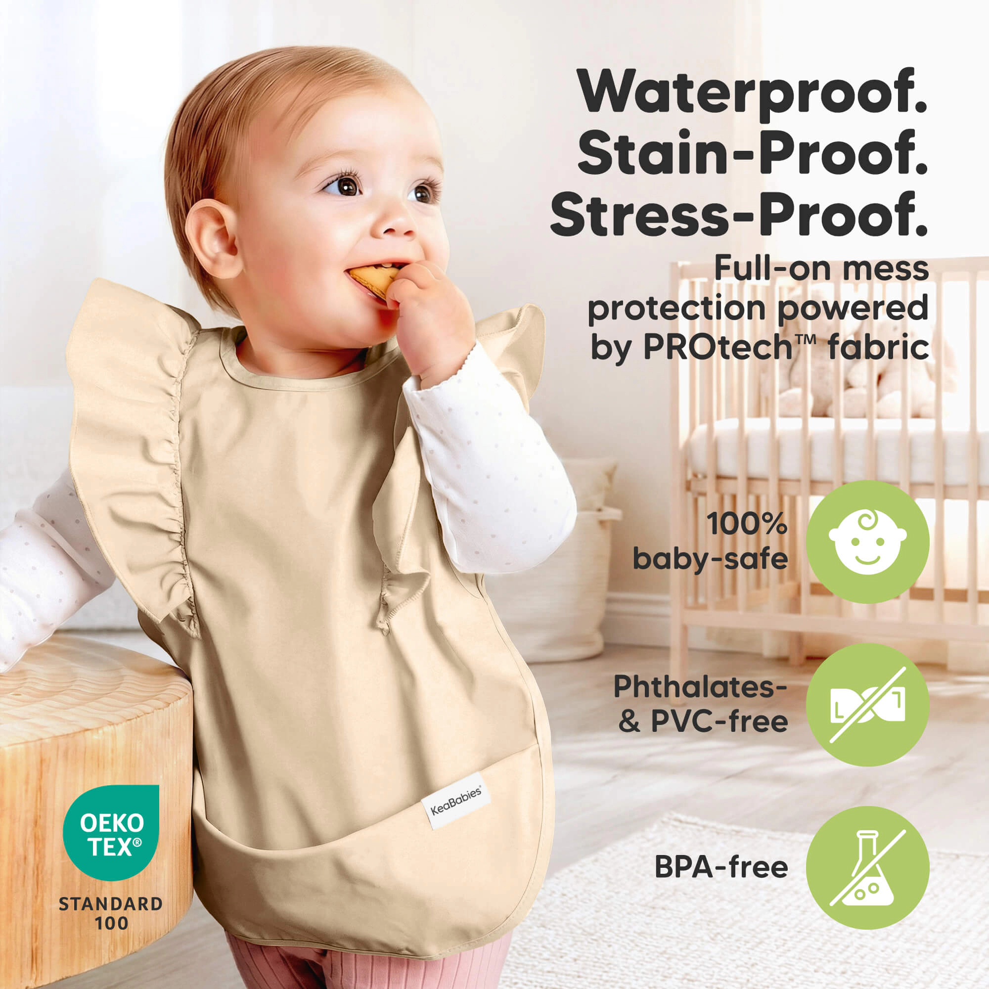KeaBabies 2-Pack Fae Waterproof Bibs for Girls, Boys