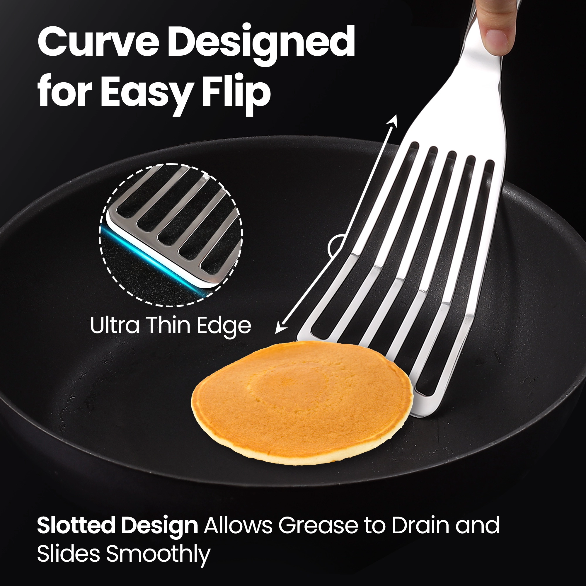 Gourmet Easy Stainless Steel Fish Spatula Set – 1 Large + 1 Small Metal Spatula