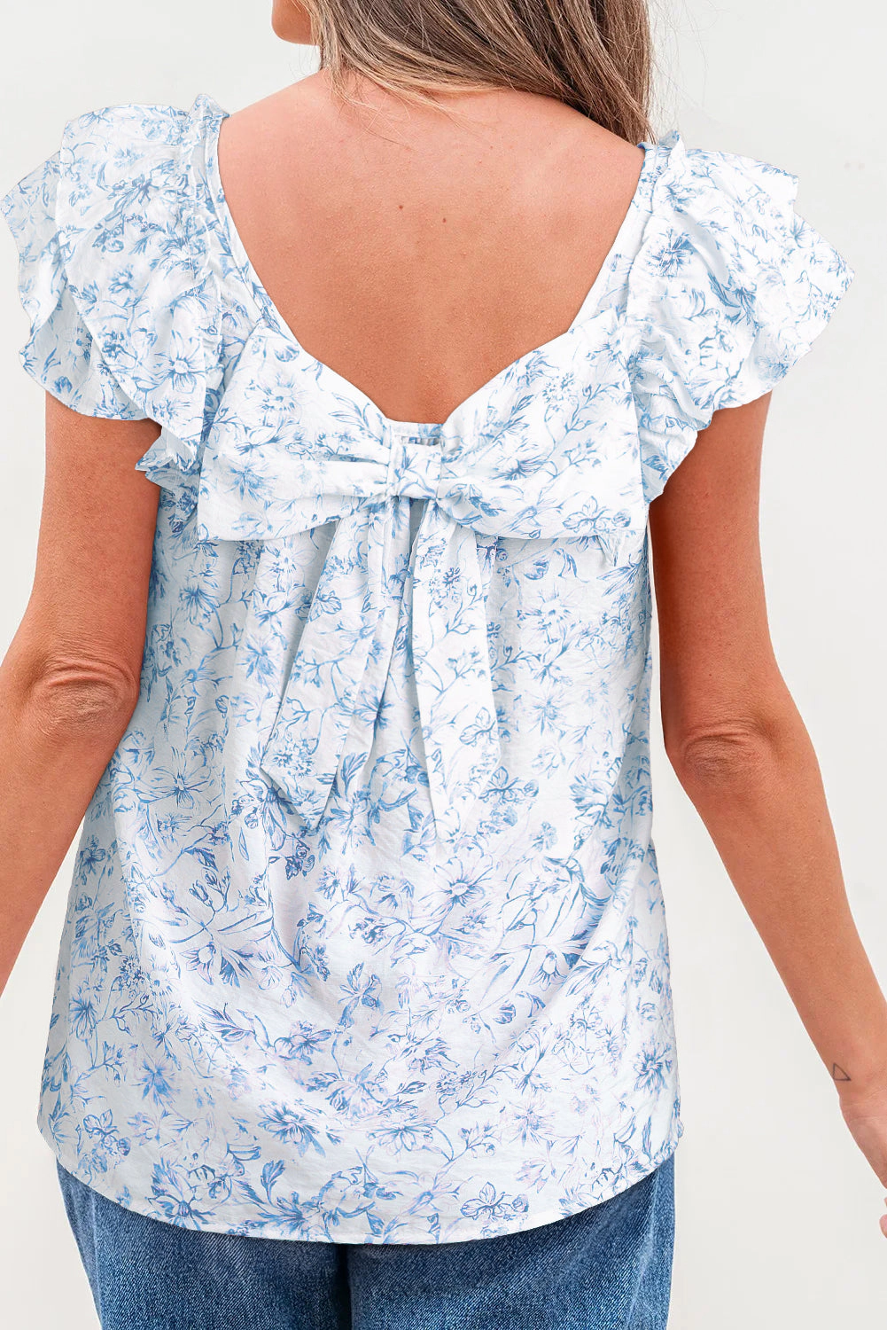 Threaded Pear Women's Beatrice Bow Back Square Blouse