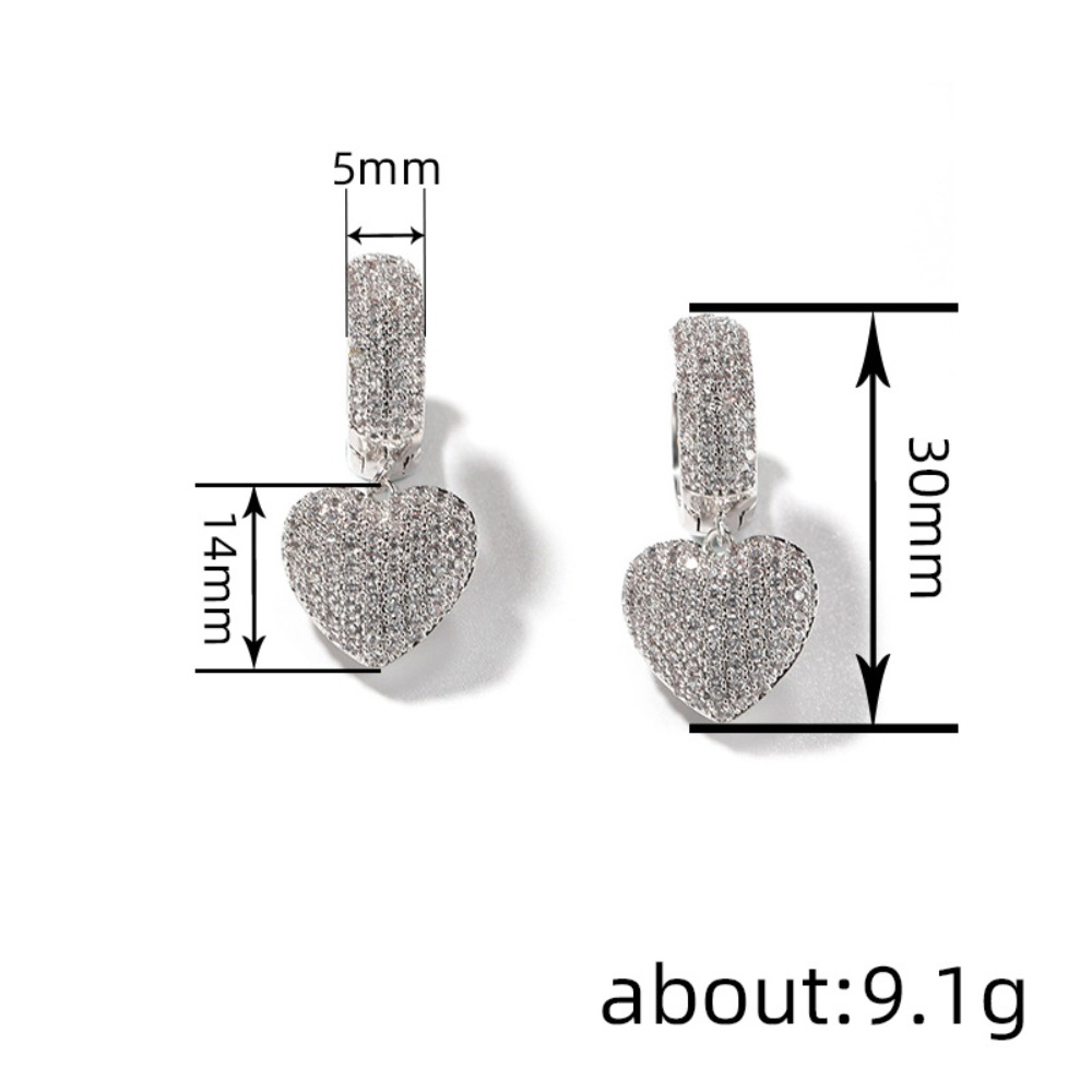 Exquisite Micro Pave Synthetic Zircon Heart Drop Earring