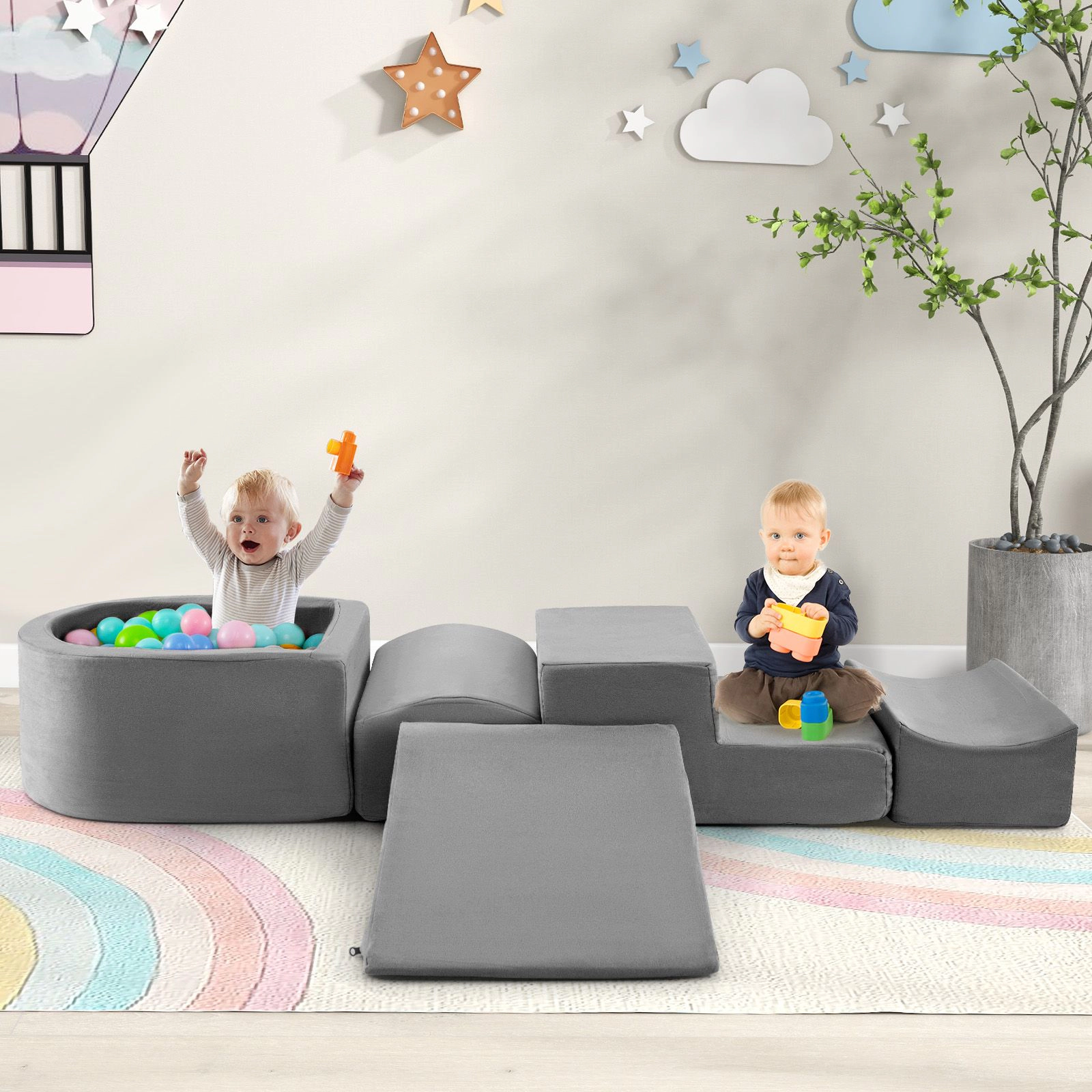 SlickBlue Indoor Foam Playset with Suede Cover for Motor Skill Development