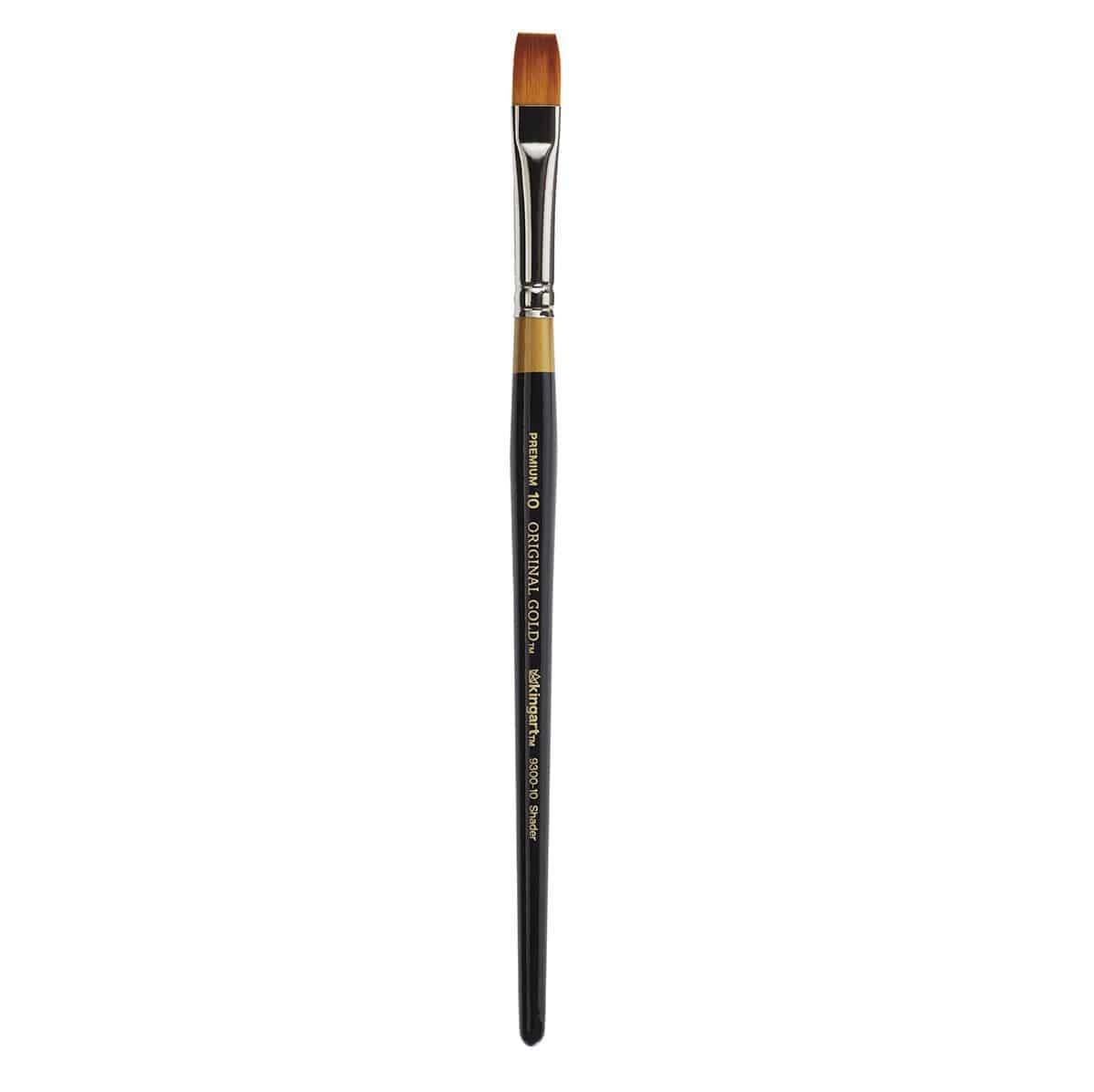 KINGART Original Gold 9300 Flat Shader Golden Taklon Brush - Short Handle